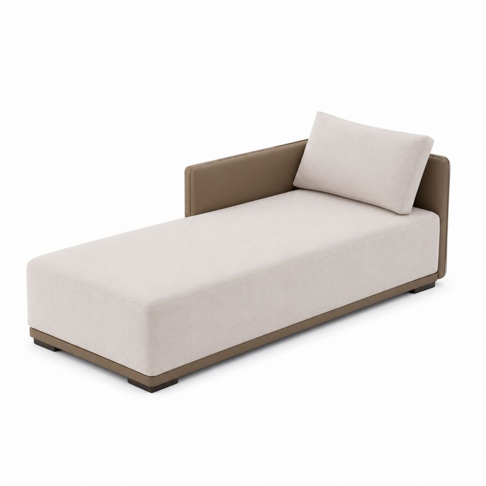 Méridienne en Polyester Beige avec Accoudoir en Polyuréthane Marron-Homarven