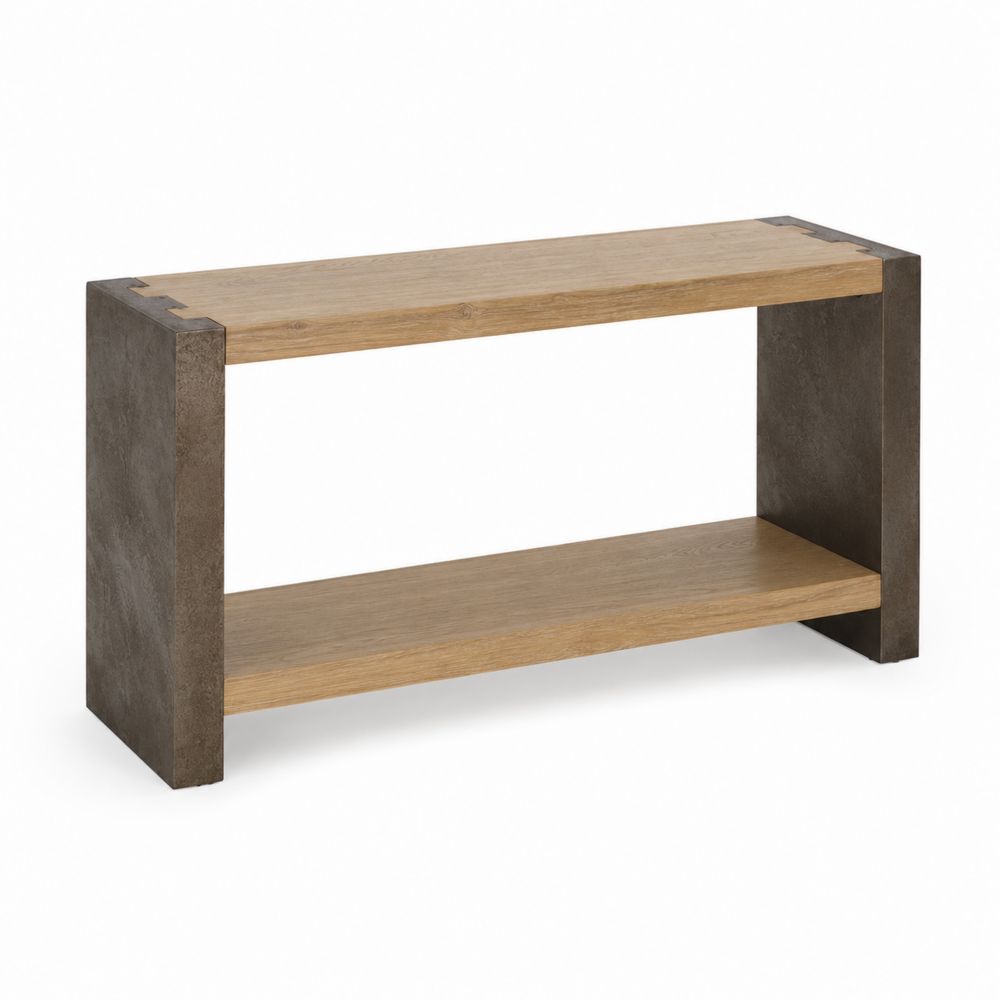 Table d'entrée en bois et béton 120x40x60 cm-Homarven
