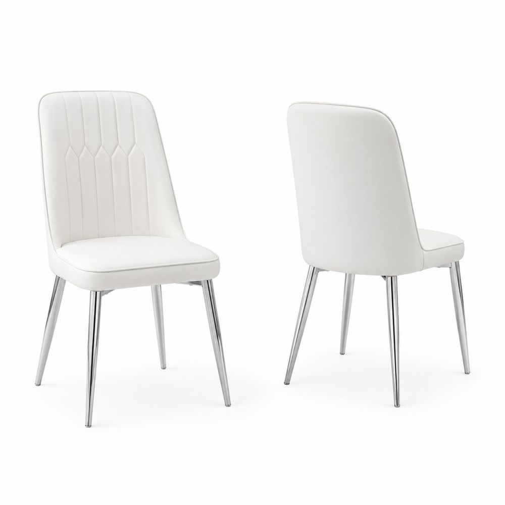 Chaises de salle à manger en cuir synthétique avec pieds en métal-Homarven