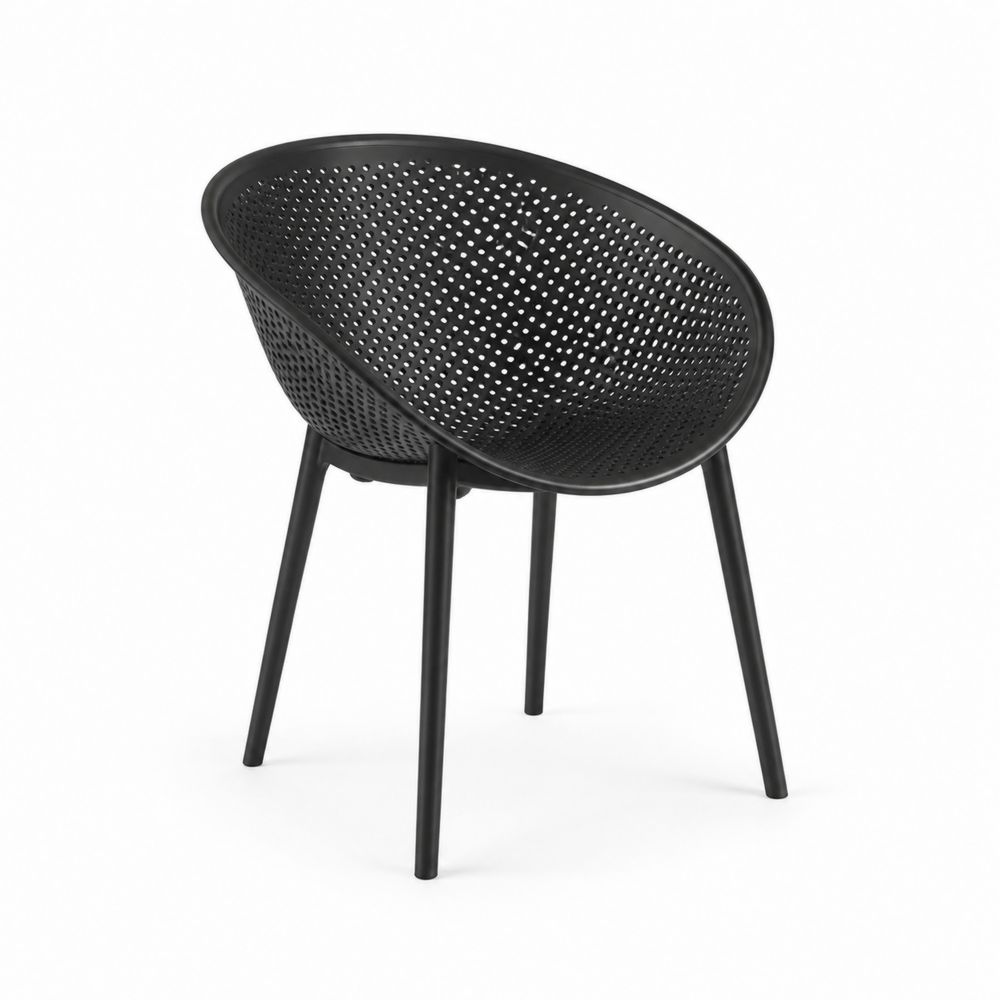 Fauteuil d'extérieur en plastique noir avec structure en acier-Homarven