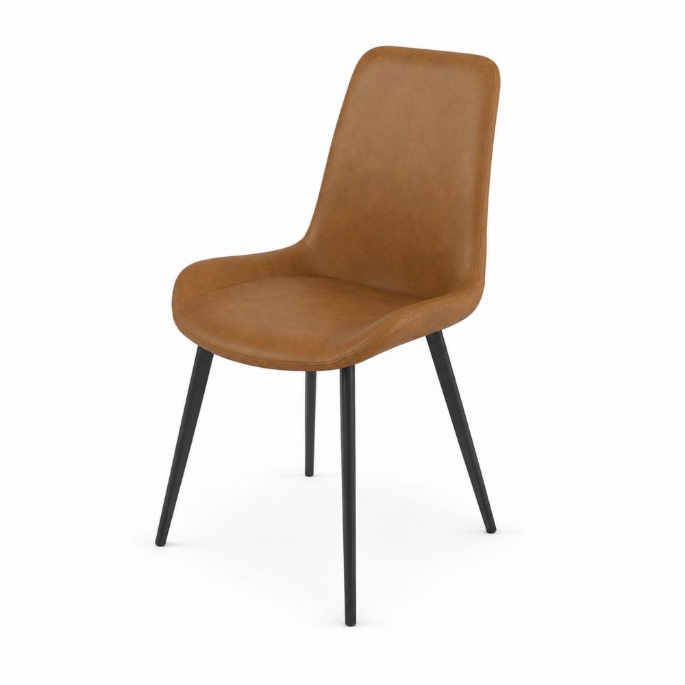 Chaise en PU marron avec pieds en métal noirs-Homarven