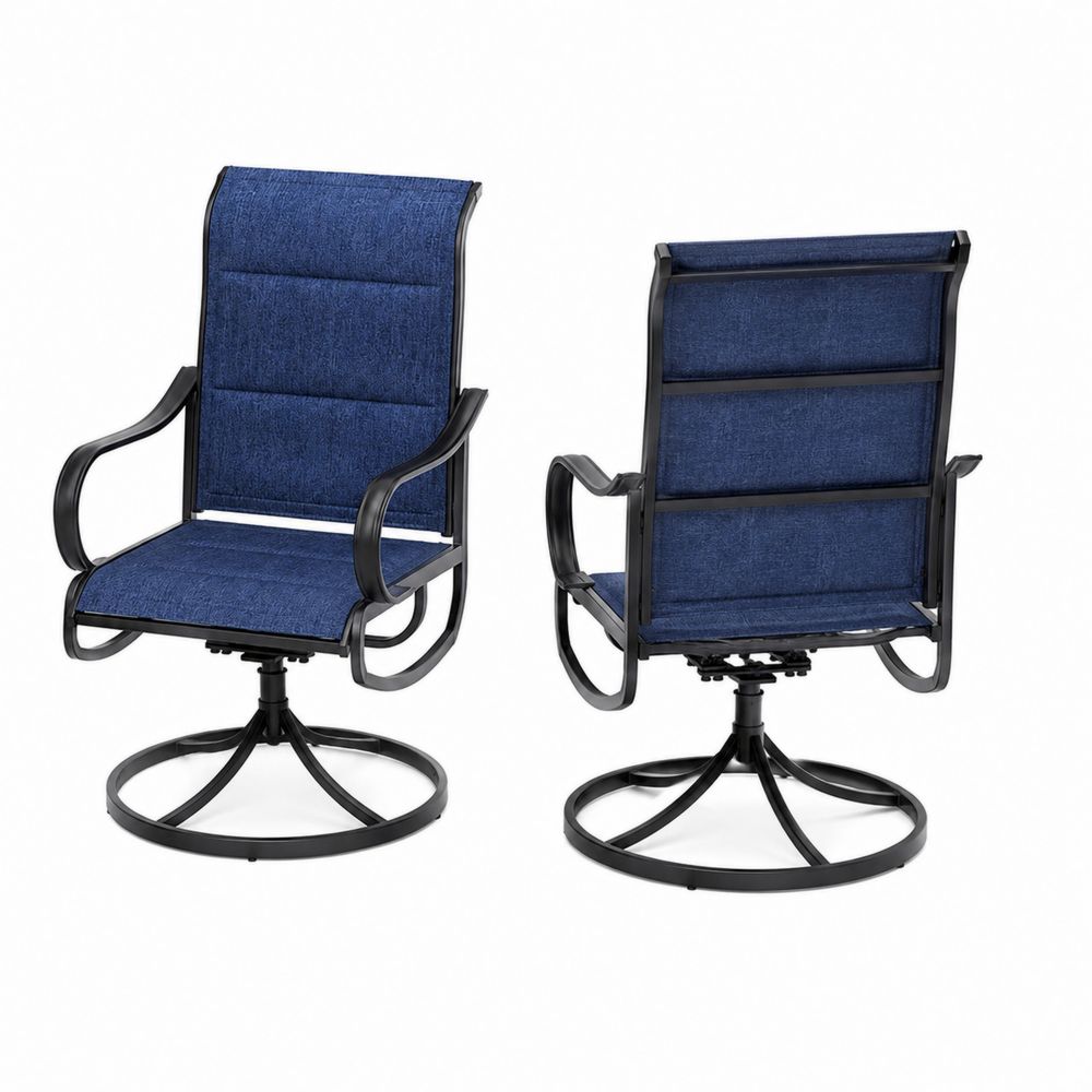 Chaise pivotante en acier avec tissu bleu-Homarven