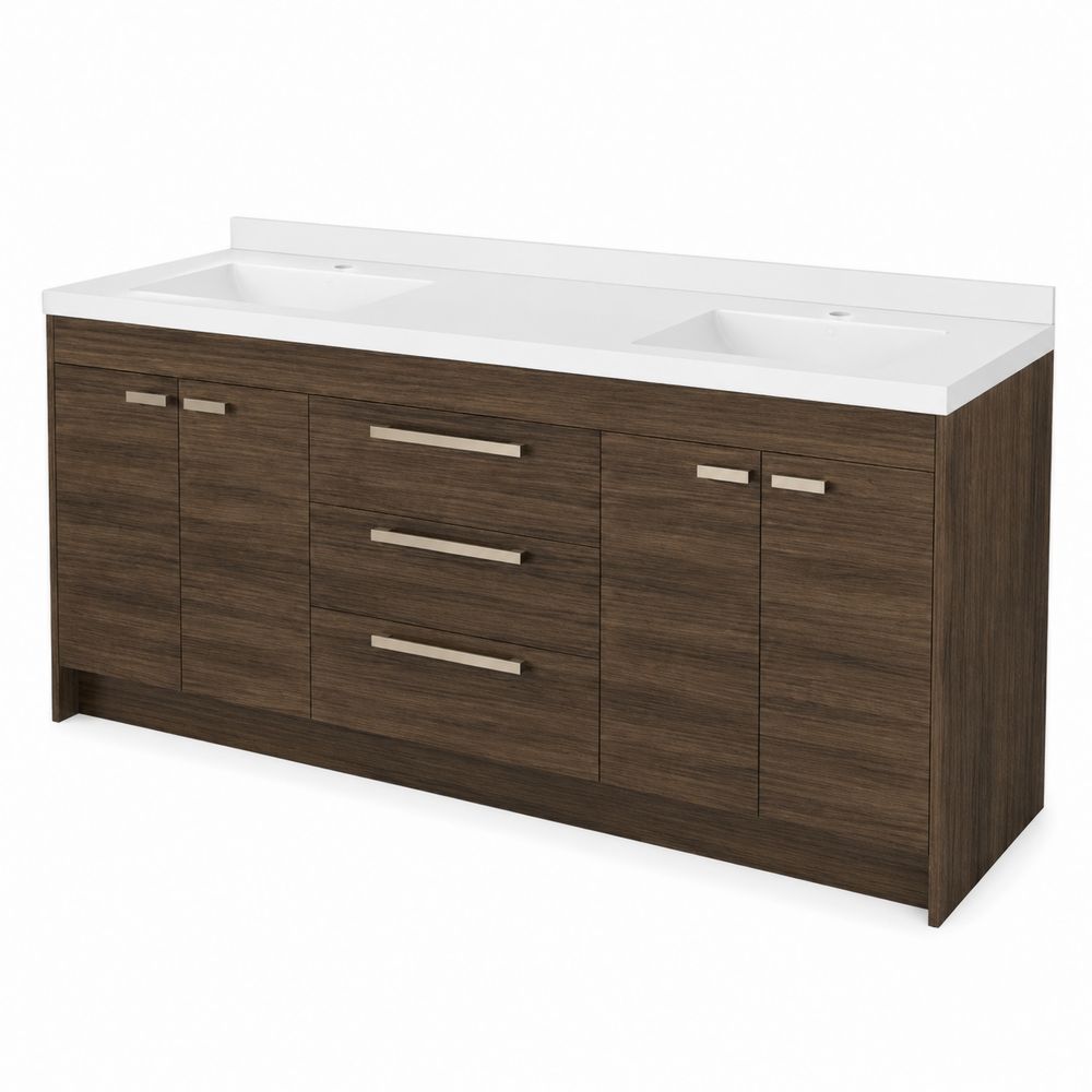 Meuble lavabo double en bois et résine 180x50x80 cm-Homarven