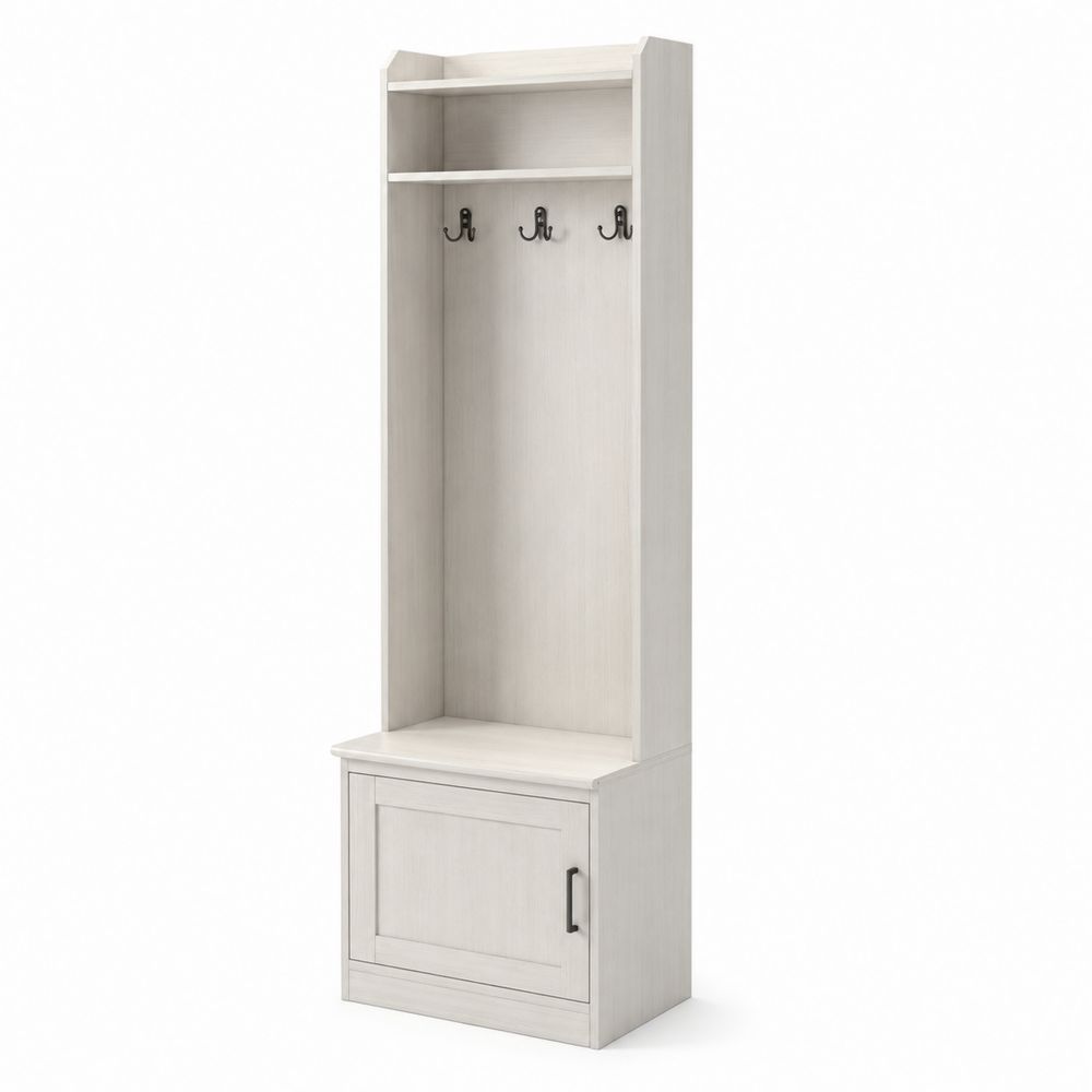 Meuble d'entrée en bois avec porte-manteau et rangement Blanc-Homarven