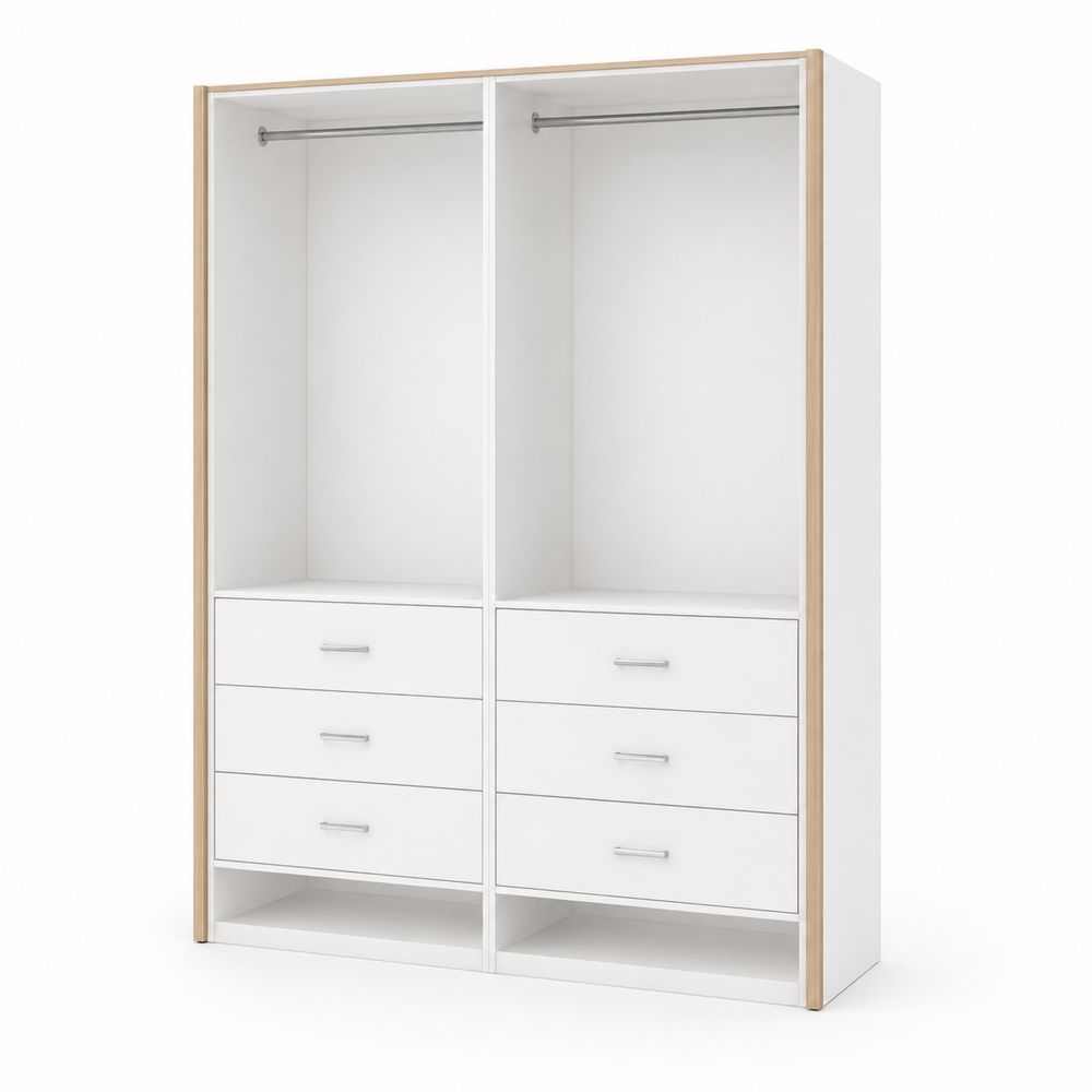 Armoire penderie double avec tiroirs en bois mélaminé Blanc-Homarven