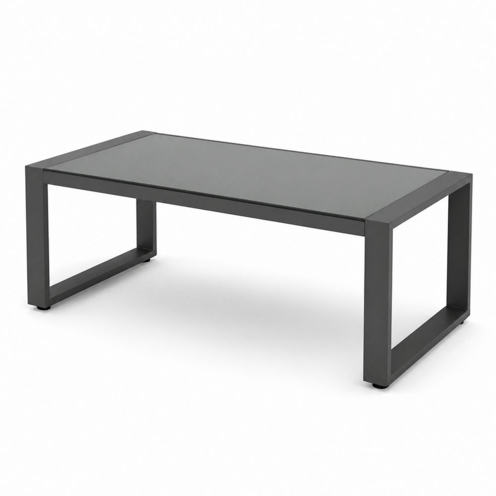 Table basse en aluminium et verre trempé gris-Homarven