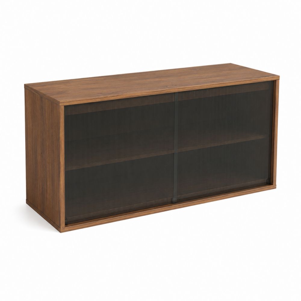 Buffet en bois avec portes coulissantes en verre 150x40x75 cm-Homarven
