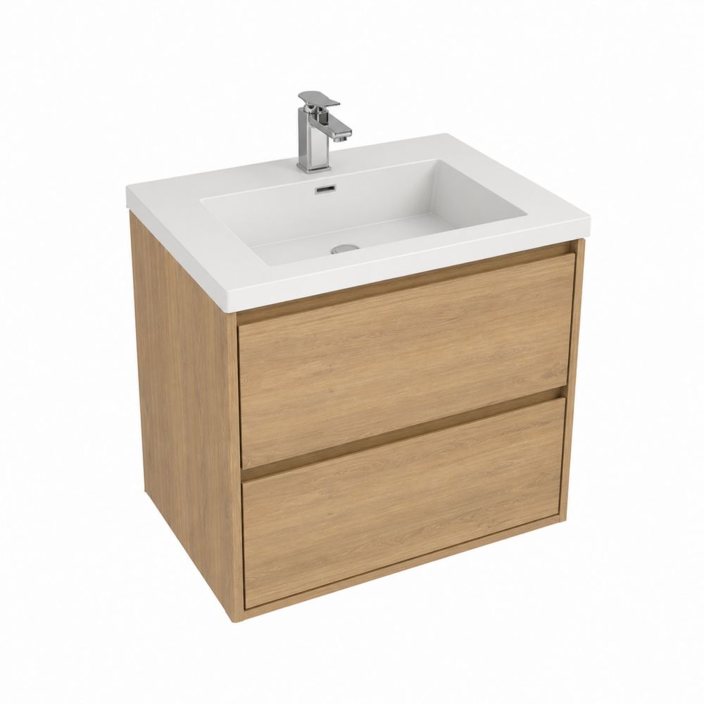 Meuble sous lavabo en bois avec vasque en céramique 60x45x50 cm-Homarven