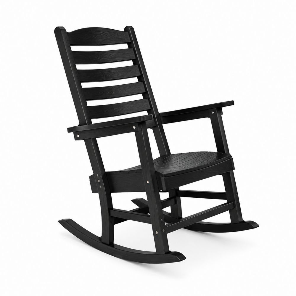 Chaise berçante en bois laqué Noir-Homarven