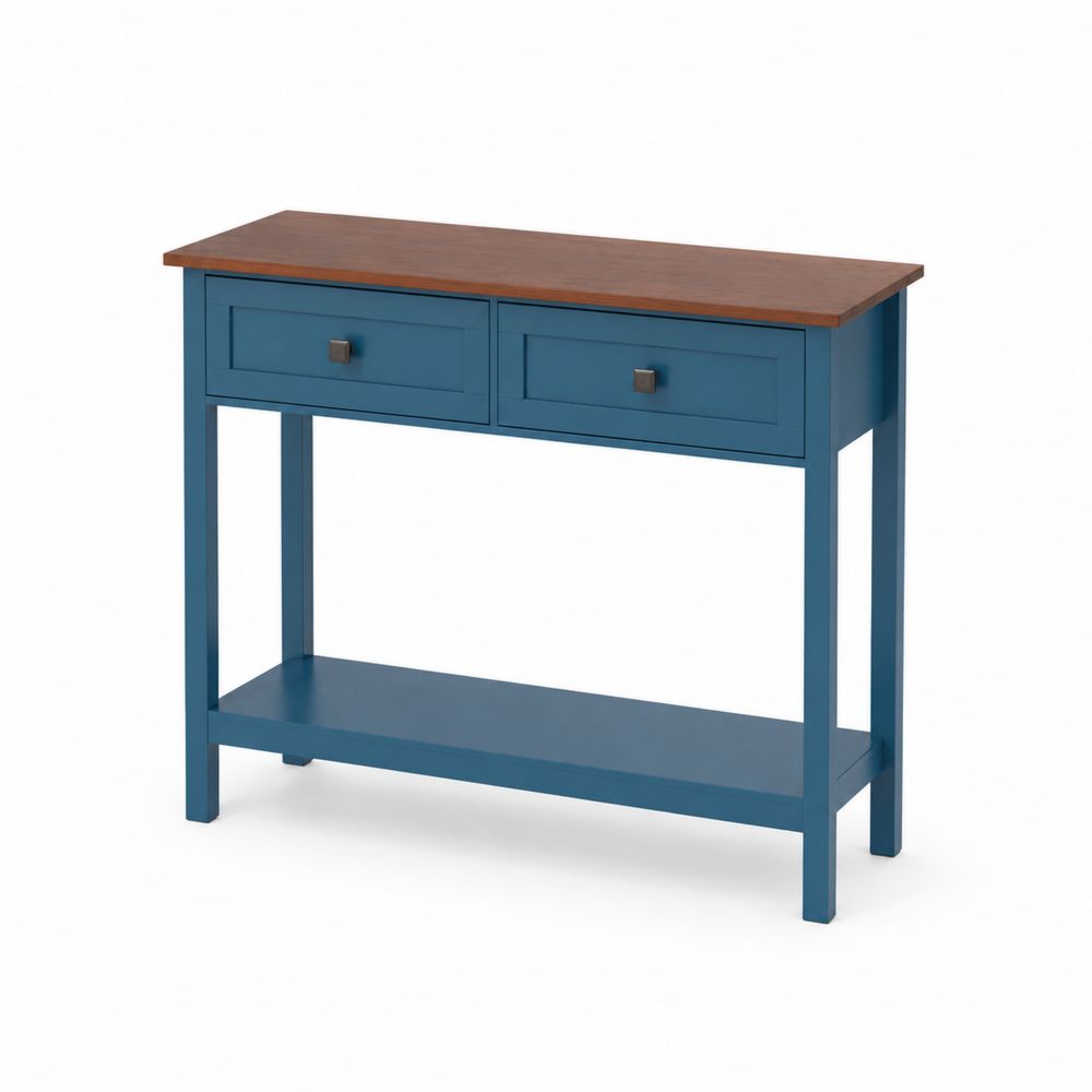 Console Rectangulaire en Bois de Pin Bleu et Marron-Homarven