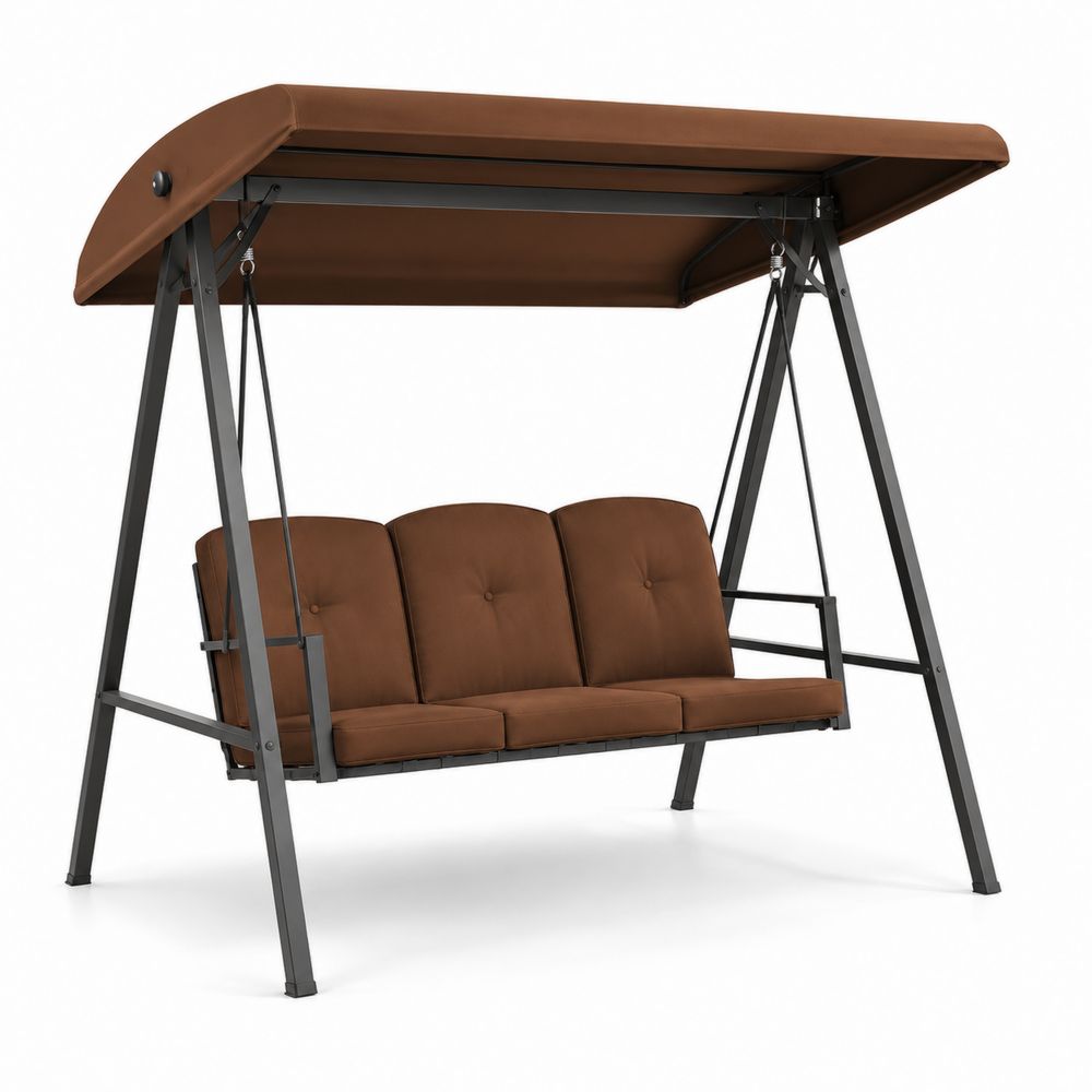 Balançoire de jardin en métal avec coussins en polyester marron-Homarven
