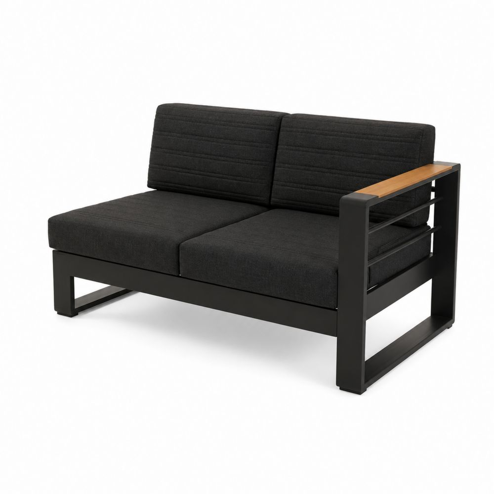 Canapé d'extérieur en aluminium et tissu polyester Noir 130 cm-Homarven