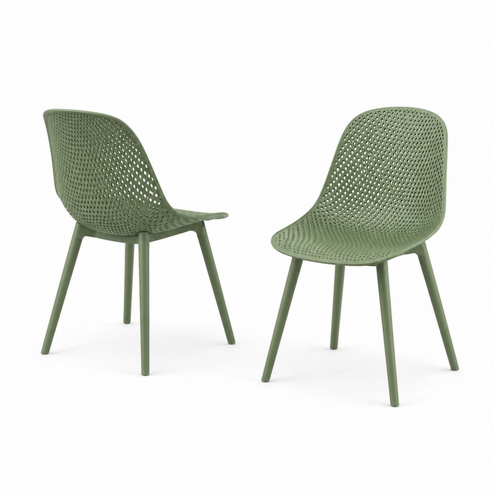 Chaises en plastique vertes, ensemble de 2-Homarven