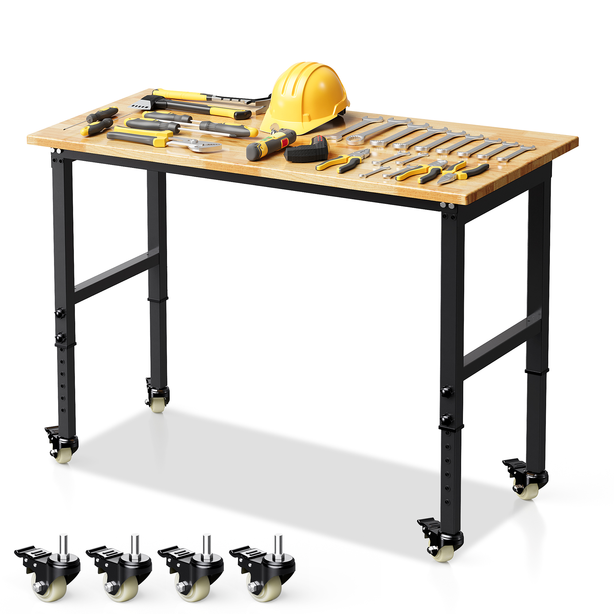 Guqiart Adjustable Height Workbench, 48" Rectangle, 1.5" Thick