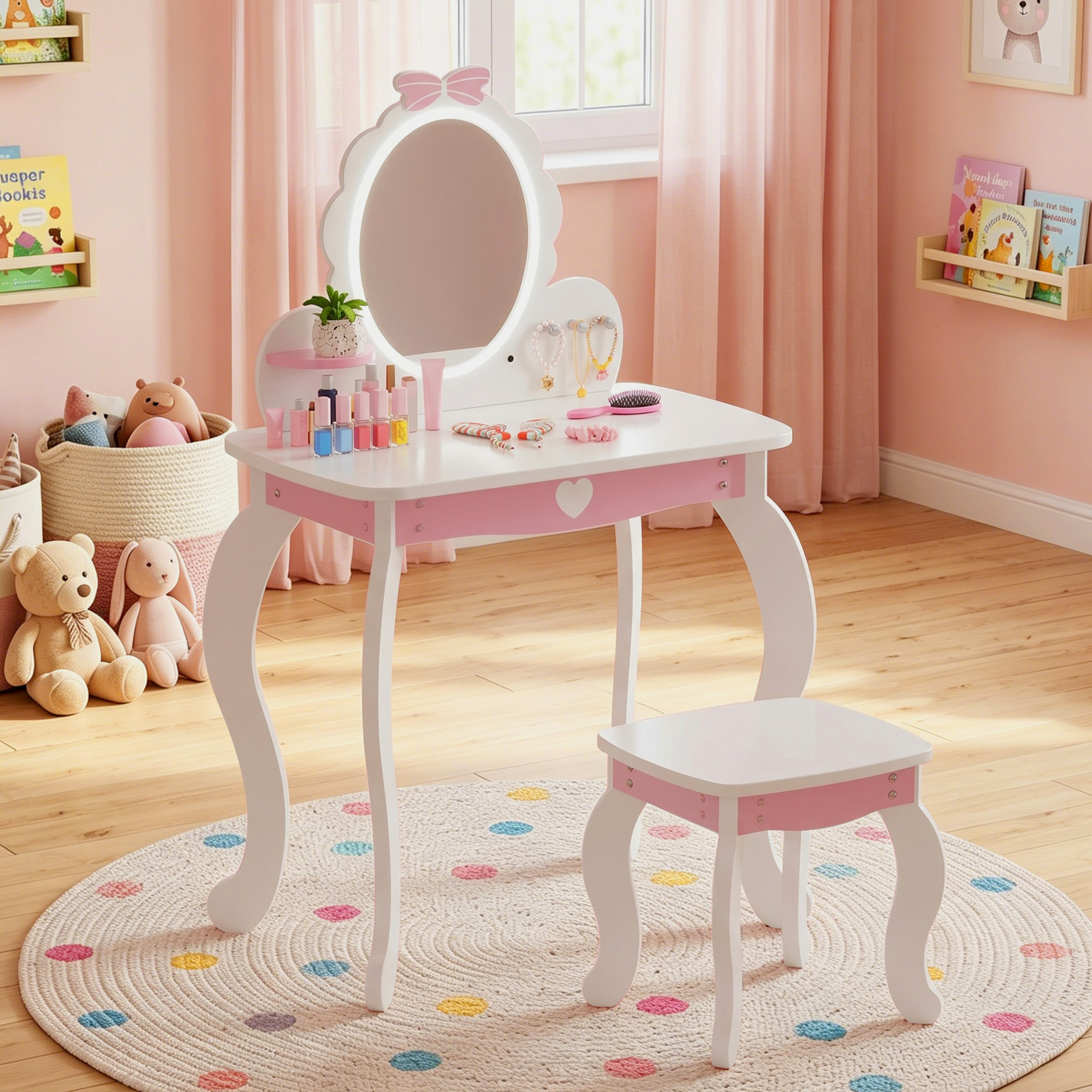 Kids Vanity Set with Lighted Mirror