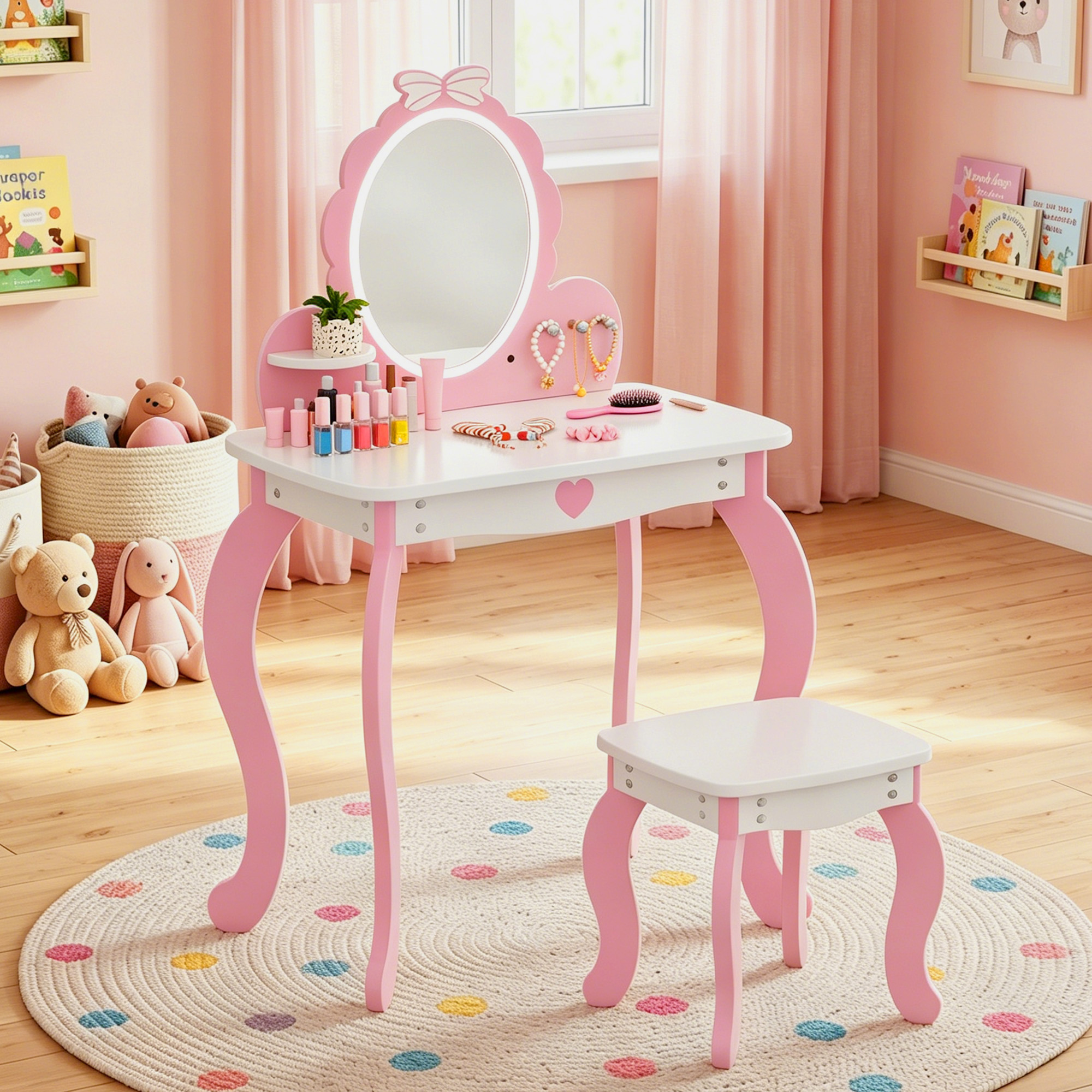 Kids Vanity Set with Lighted Mirror