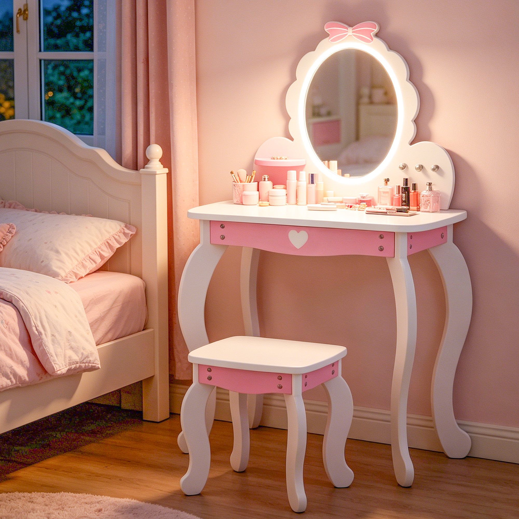 Kids Vanity Set with Lighted Mirror