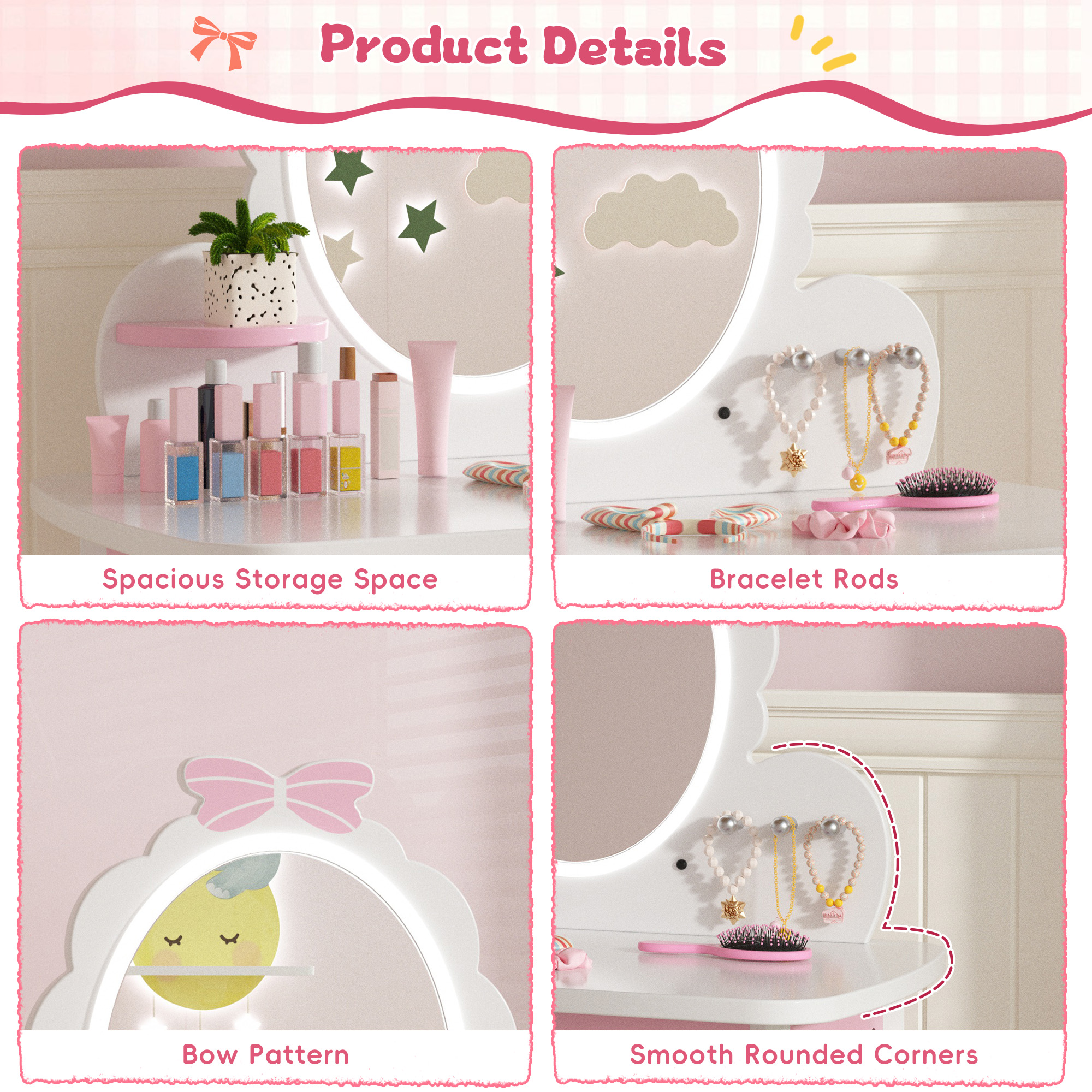 Kids Vanity Set with Lighted Mirror