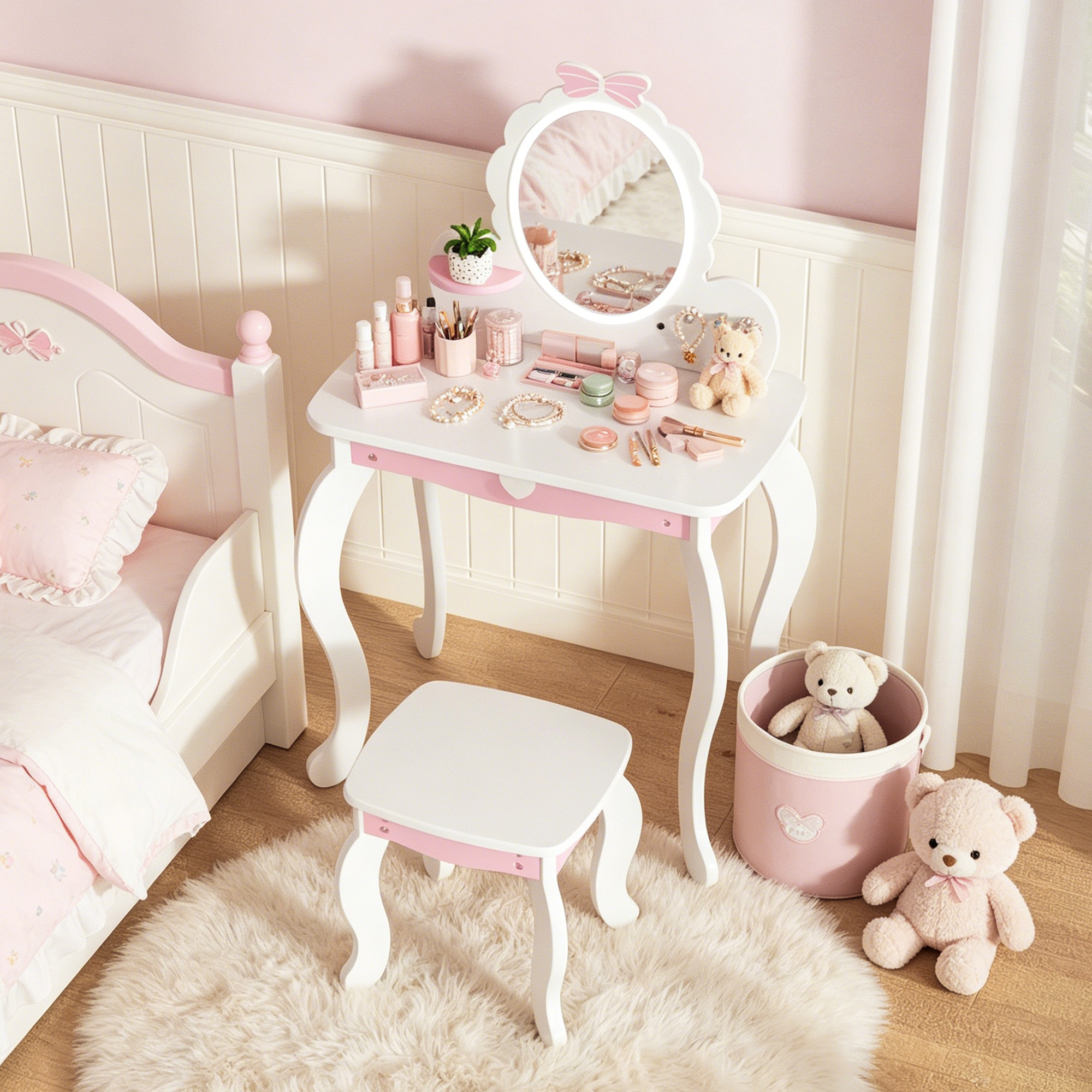 Kids Vanity Set with Lighted Mirror