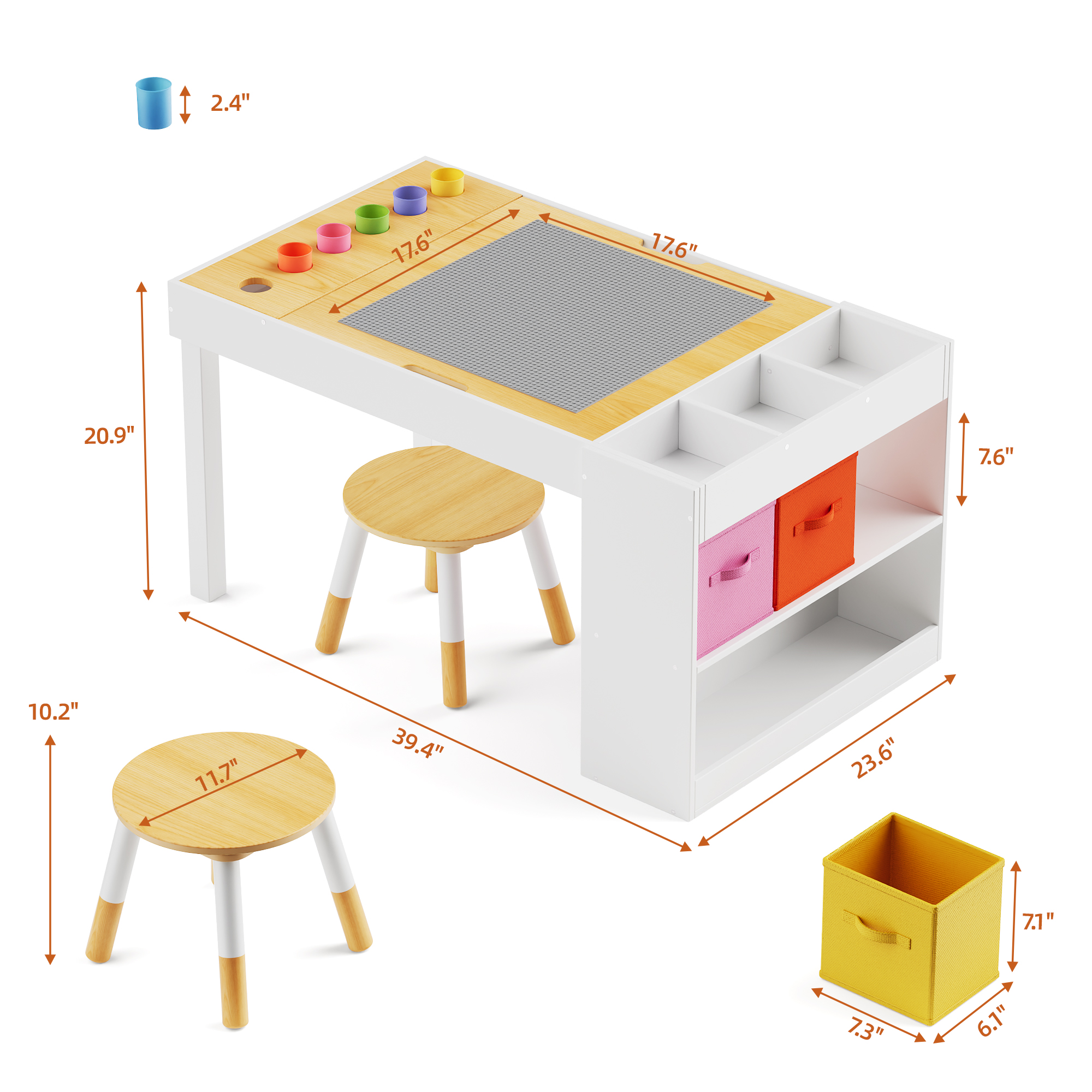 Guqiart Kids Activity Table and Chair Set,Wooden Craft Desk for Drawing, Learning, and Playroom (39 x 23 Inch)
