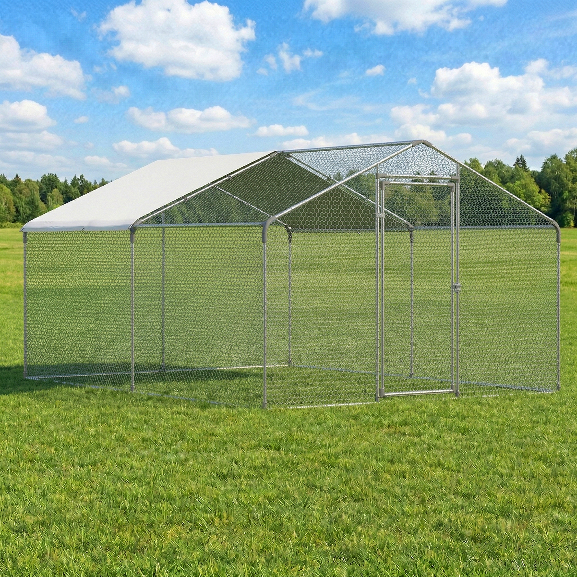 Guqiart Metal Chicken Coop with Waterproof Cover 10’ W x 13’ L x 6.5’ H