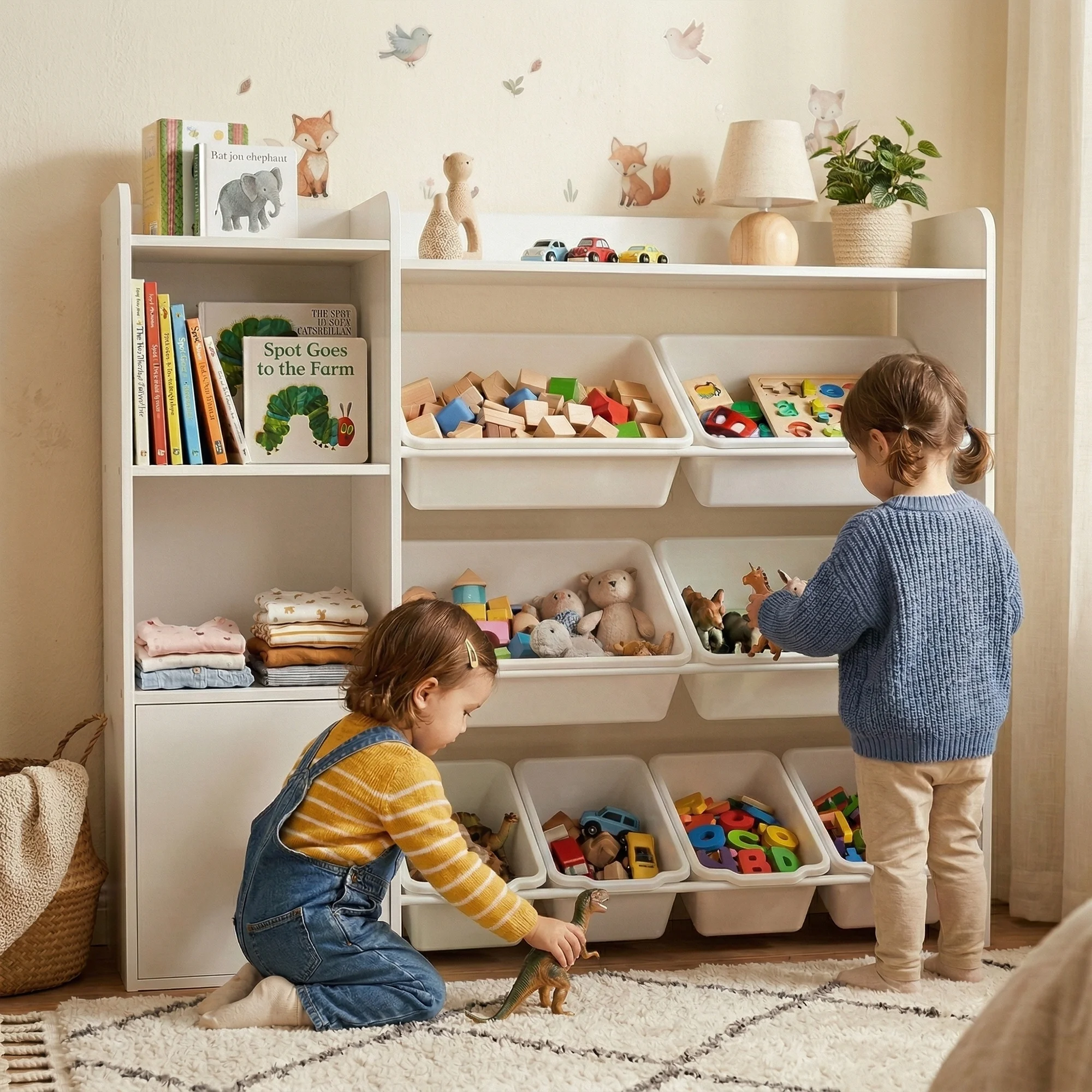 Guqiart Kids Toy Storage Organizer with 8 Bins, Children's Bookshelf and Multi-Use Storage for Bedroom, Playroom, Classroom & Nursery