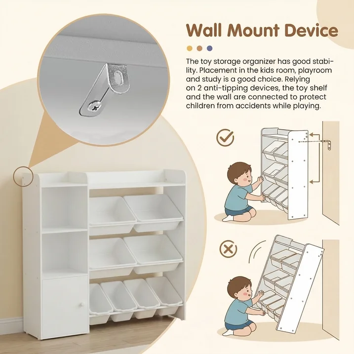 Guqiart Kids Toy Storage Organizer with 8 Bins, Children's Bookshelf and Multi-Use Storage for Bedroom, Playroom, Classroom & Nursery