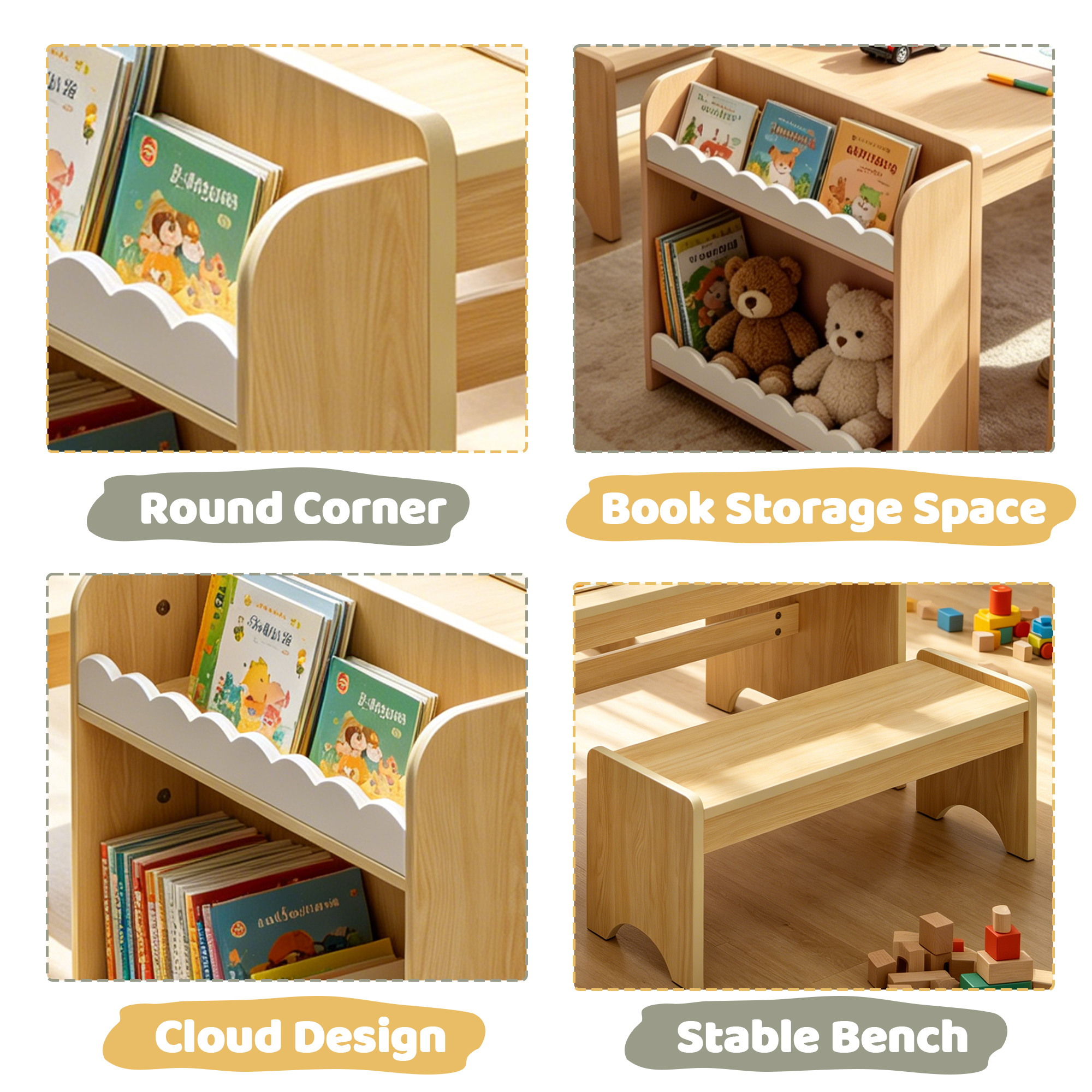 Kids Activity Table and Chair Set, Kids Table and Bench Set,With Storage, for Home, Classroom, Boys, Girls