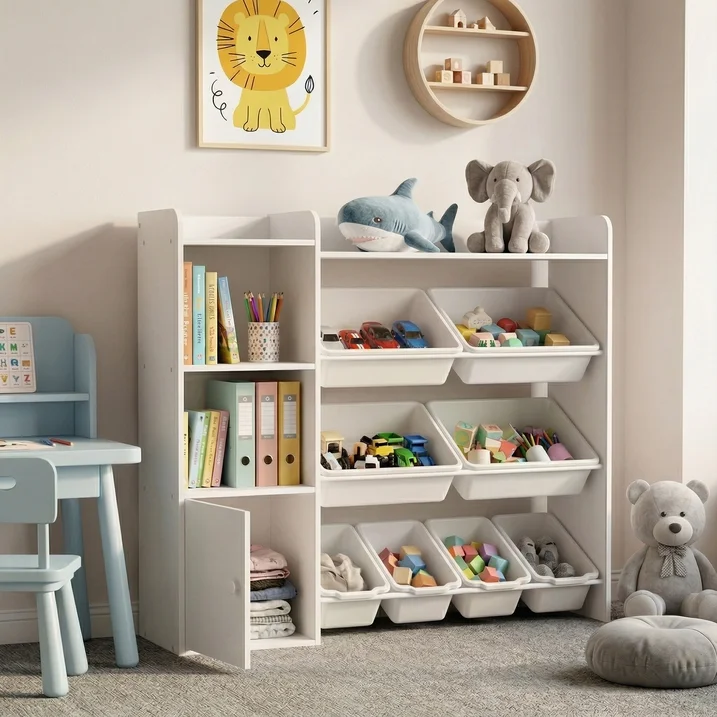 Guqiart Kids Toy Storage Organizer with 8 Bins, Children's Bookshelf and Multi-Use Storage for Bedroom, Playroom, Classroom & Nursery