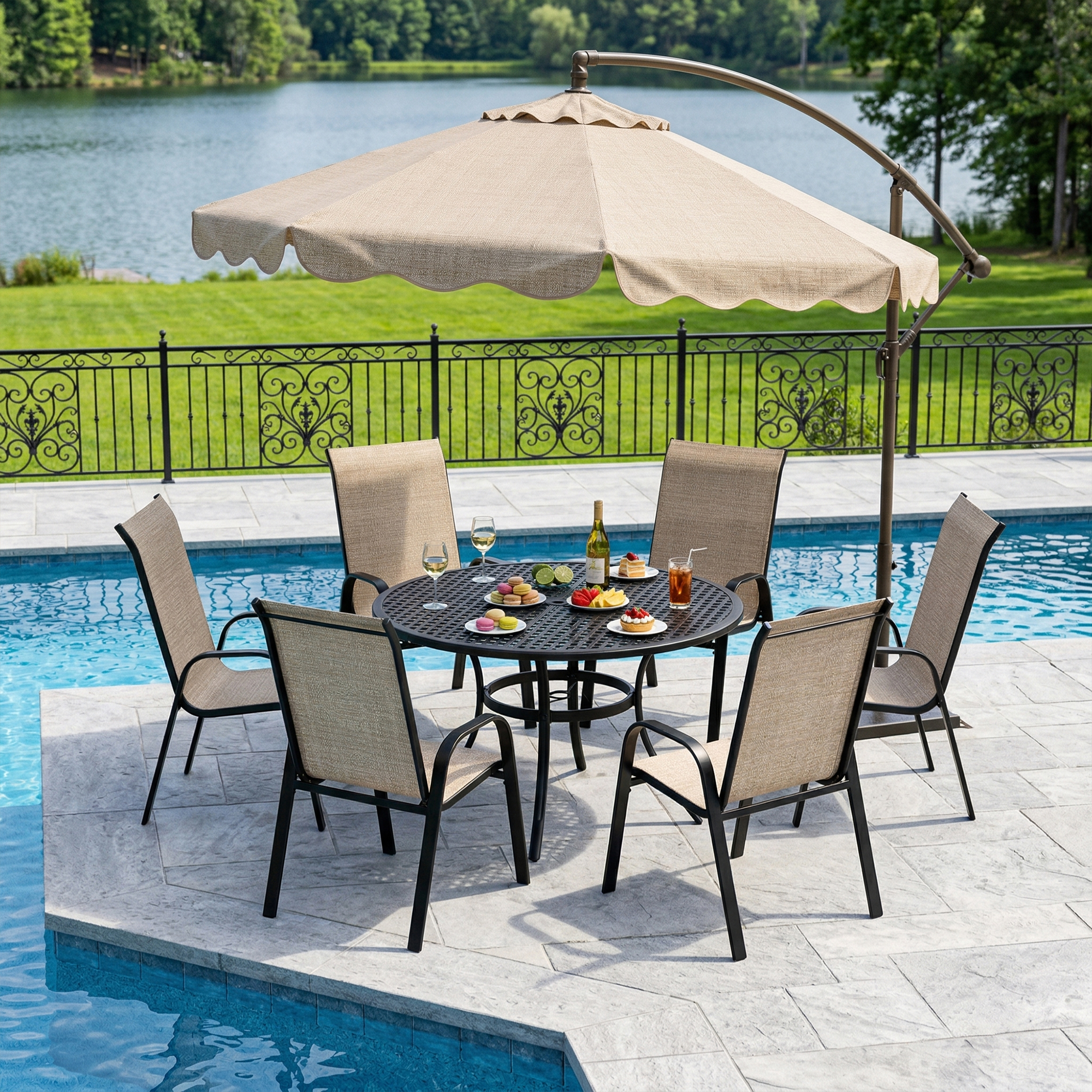Guqiart Patio Chairs Set of 6, Stackable Outdoor Dining Chairs, All-Weather Textilene, Metal Frame, 350 lbs Capacity