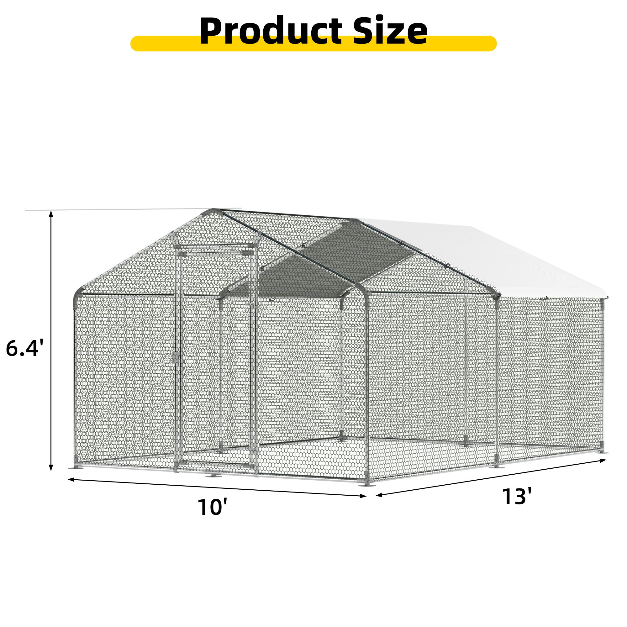 Guqiart Metal Chicken Coop with Waterproof Cover 10’ W x 13’ L x 6.5’ H