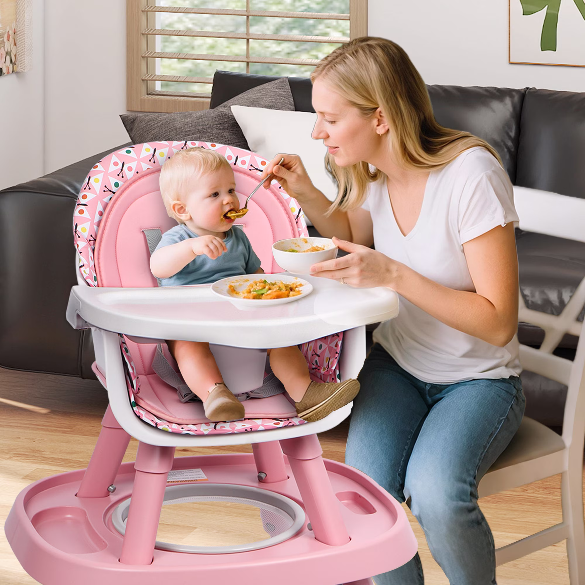 Guqiart 15-in-1 Portable Baby High Chair, Convertible High Chair for Babies and Toddlers