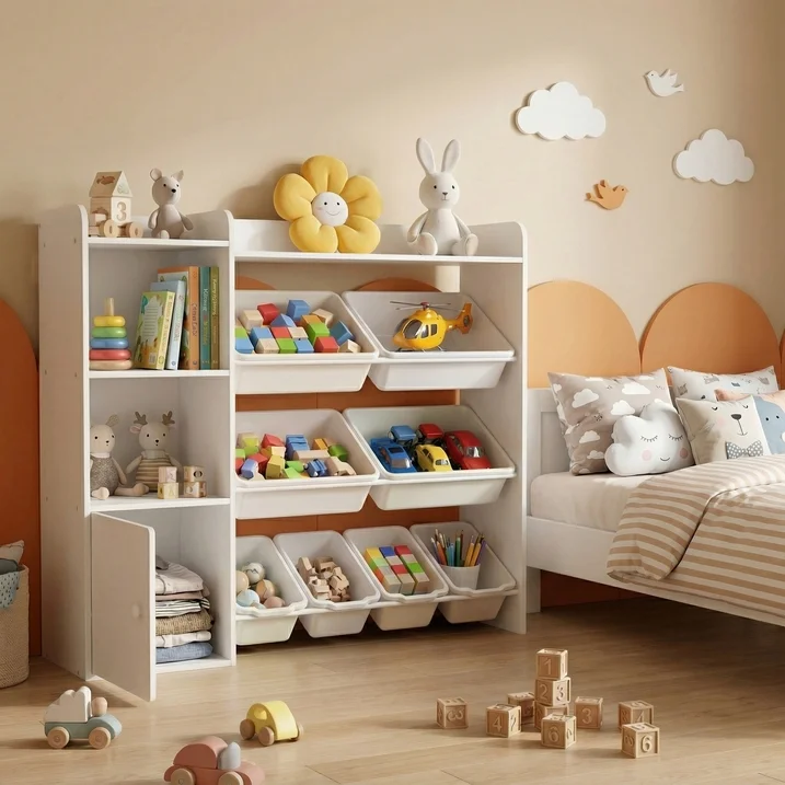 Guqiart Kids Toy Storage Organizer with 8 Bins, Children's Bookshelf and Multi-Use Storage for Bedroom, Playroom, Classroom & Nursery