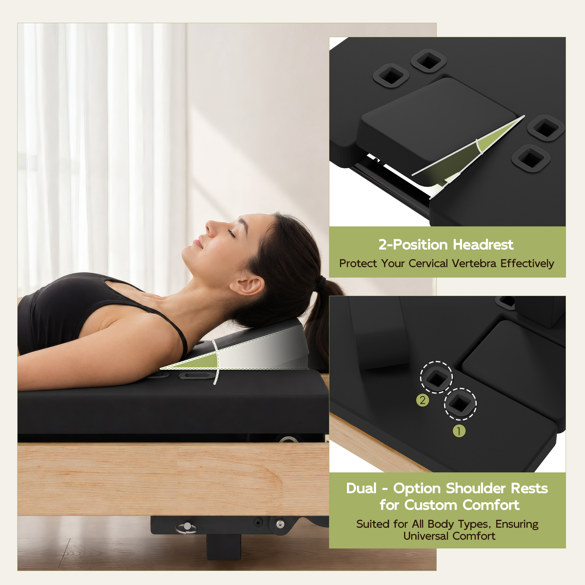 Guqiart Solid Rubberwood Pilates Reformer, 91 Inch with 5 Springs, Foldable