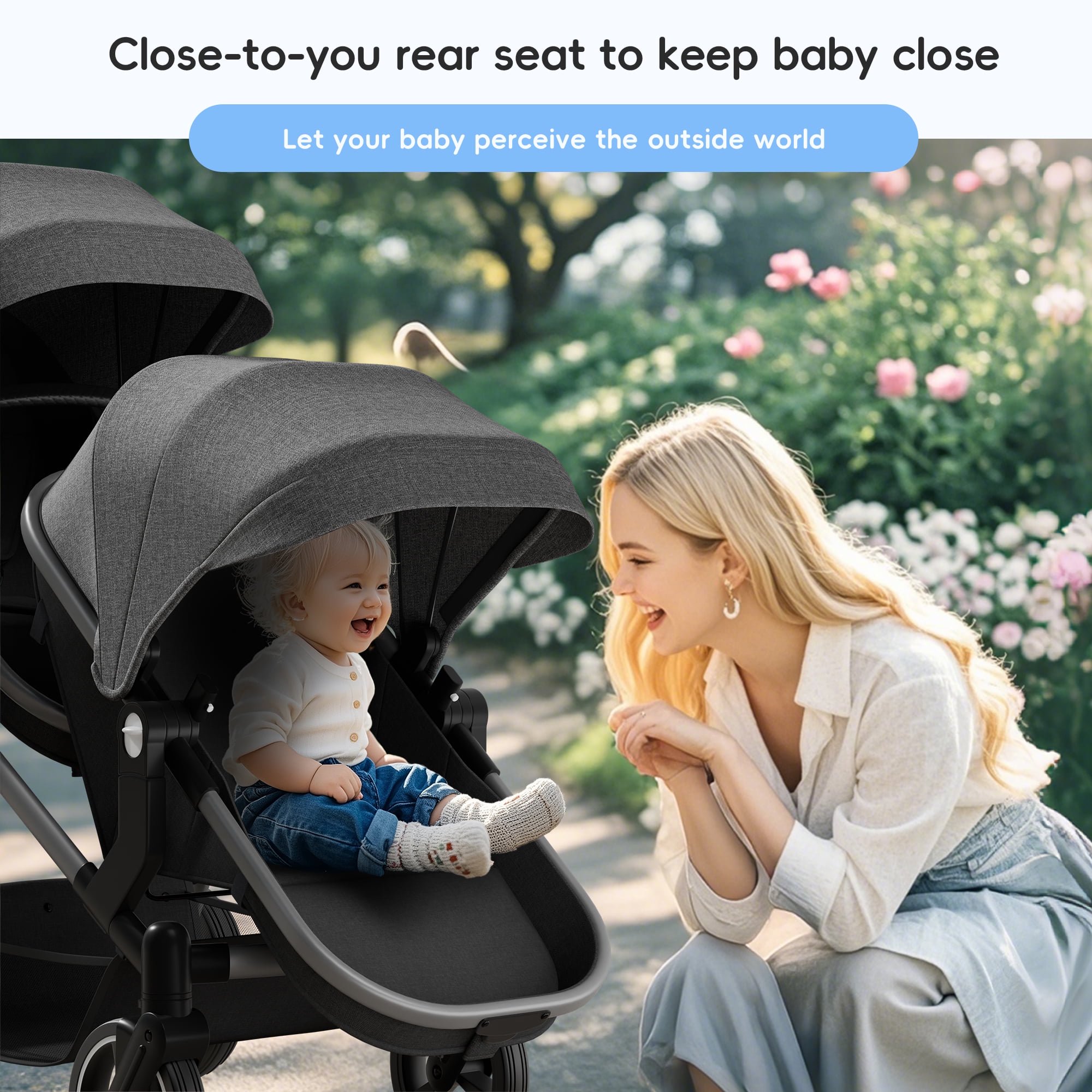 Guqiart Double Stroller, Convertible Twin Stroller, Double Infant Stroller for Newborn and Toddler