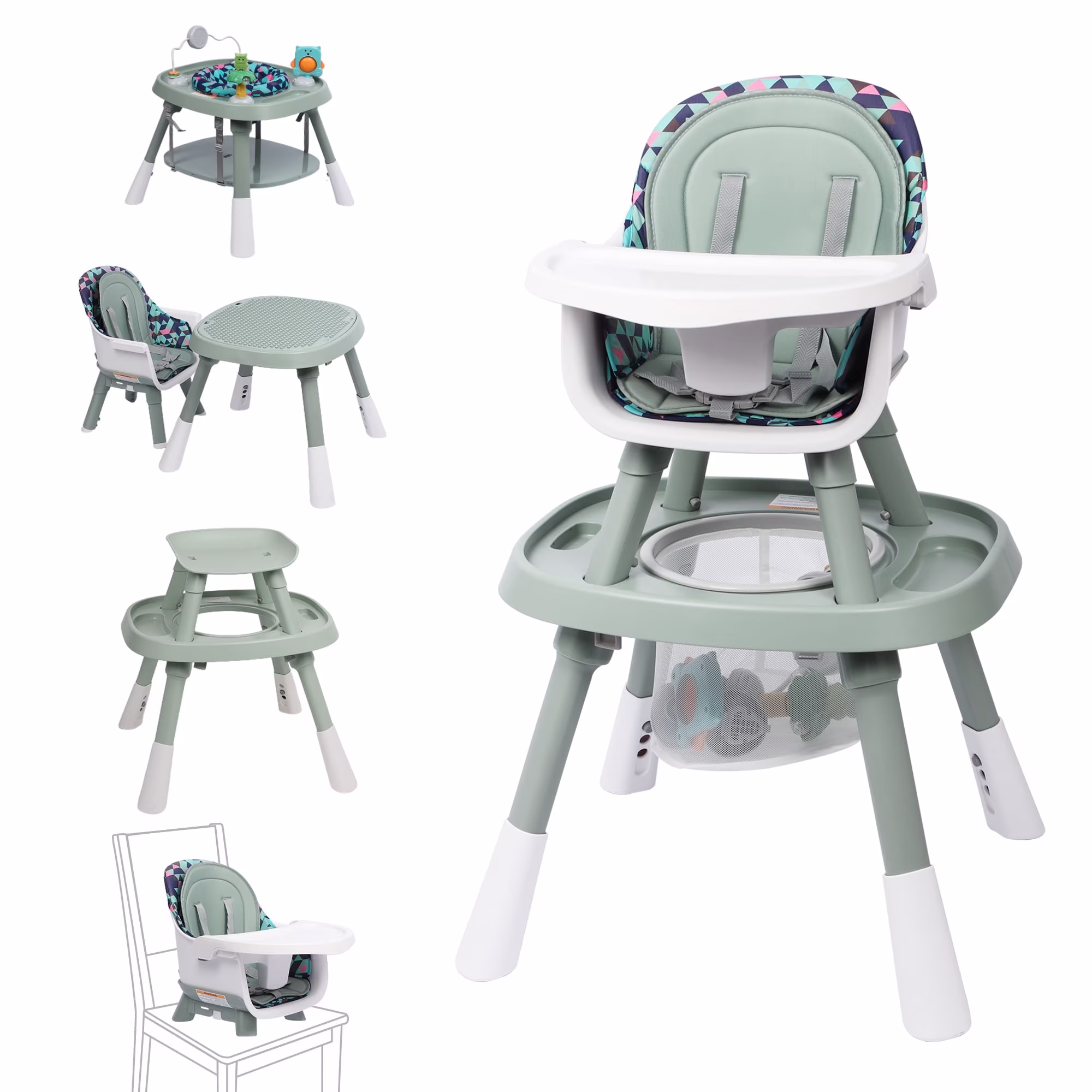 Guqiart 15-in-1 Portable Baby High Chair, Convertible High Chair for Babies and Toddlers
