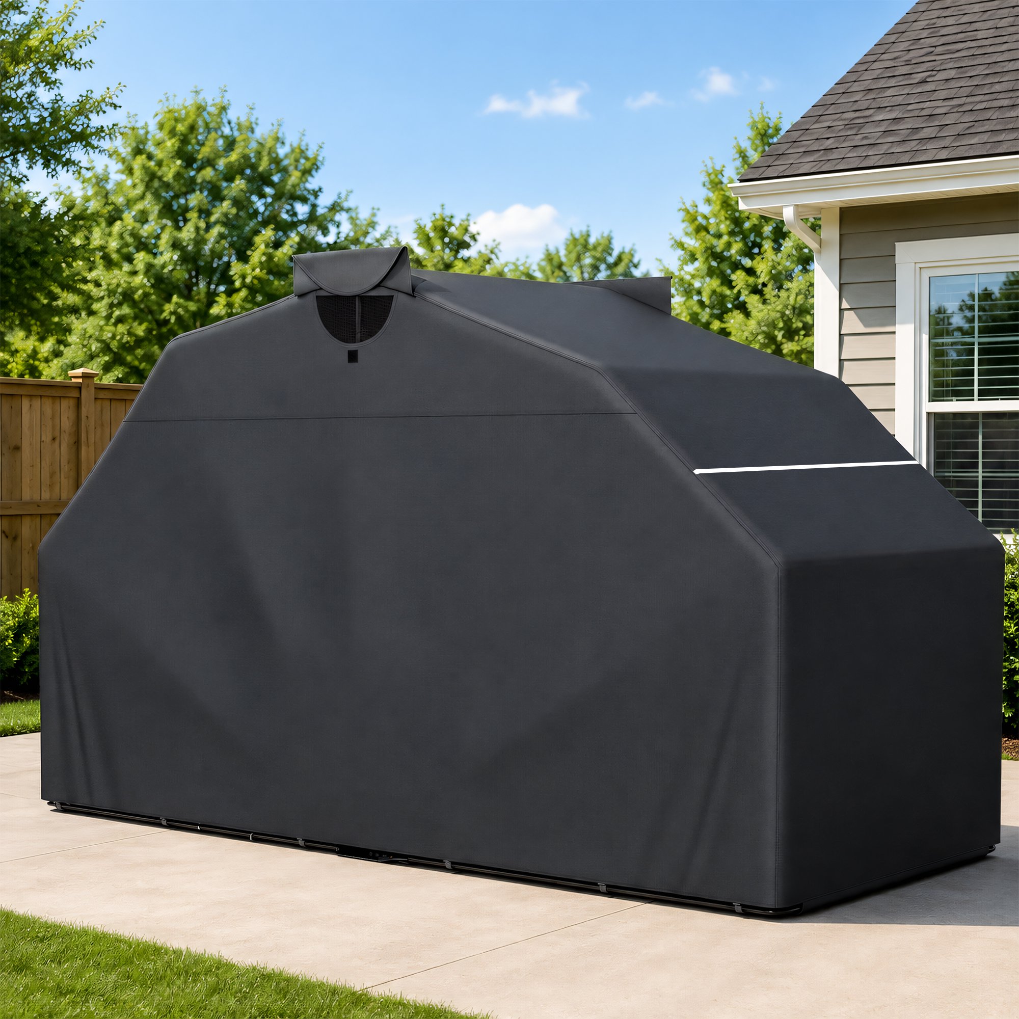 Guqiart Motorcycle Shelter 133" x 53" x 76", Heavy Duty Outdoor Motorcycle Garage Storage Shed with Security Lock, Oxford Fabric Cover, Portable Motorcycle Storage Tent with Ventilation Window