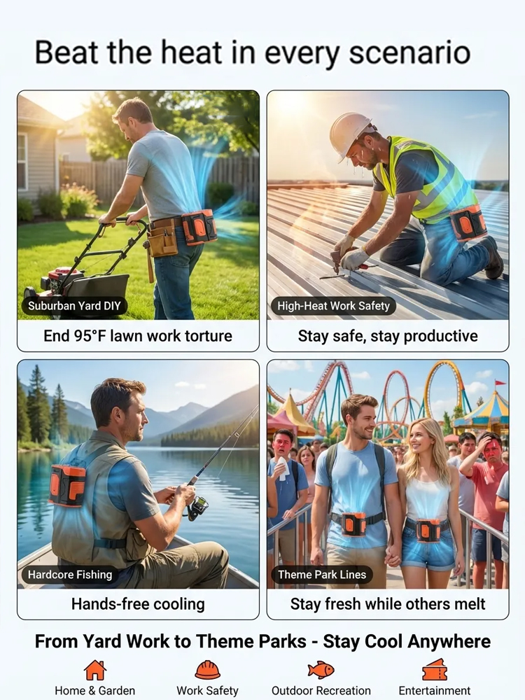 【Cooling + Power Bank + Flashlight】High-Speed Powerful Waist Clip Fan【It has been rated as the top choice for cooling down by countless workers in high-temperature environments!】