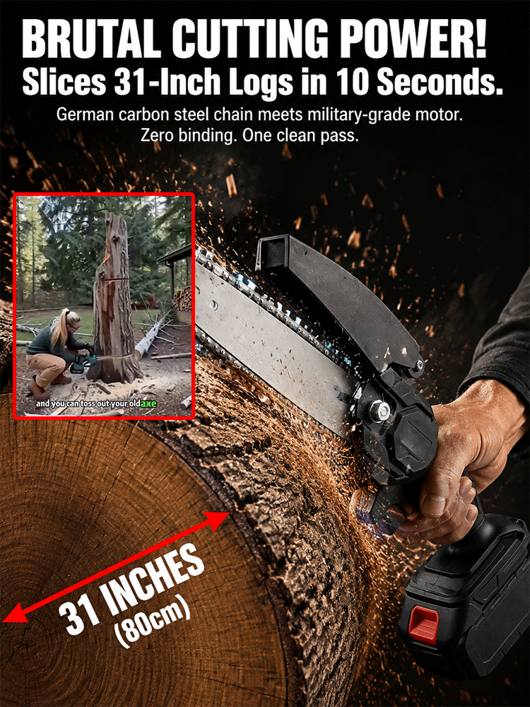 Bestselling European and American product: Wireless brushless handheld lithium-ion chainsaw【One person does the work of five, easily trimming hundreds of square meters of yard in just ten minutes!】