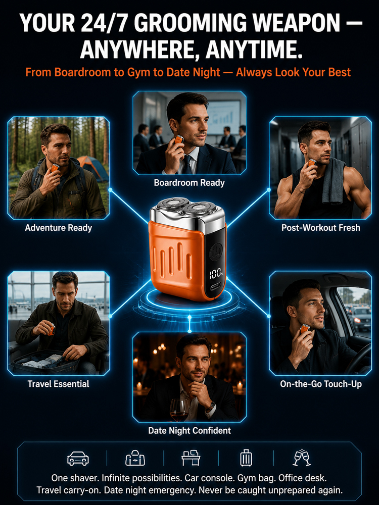 【This best-selling razor online is designed specifically for people in Europe and America!】The new generation dual-head pocket shaver，Instant shaving, haircutting, and hair removal in just 1 second! Suitable for the whole family!