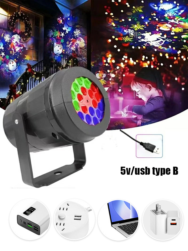 LED Energy-Saving Lamp Colorful Christmas Atmosphere Scene【Switch between 16 patterns with one click!】