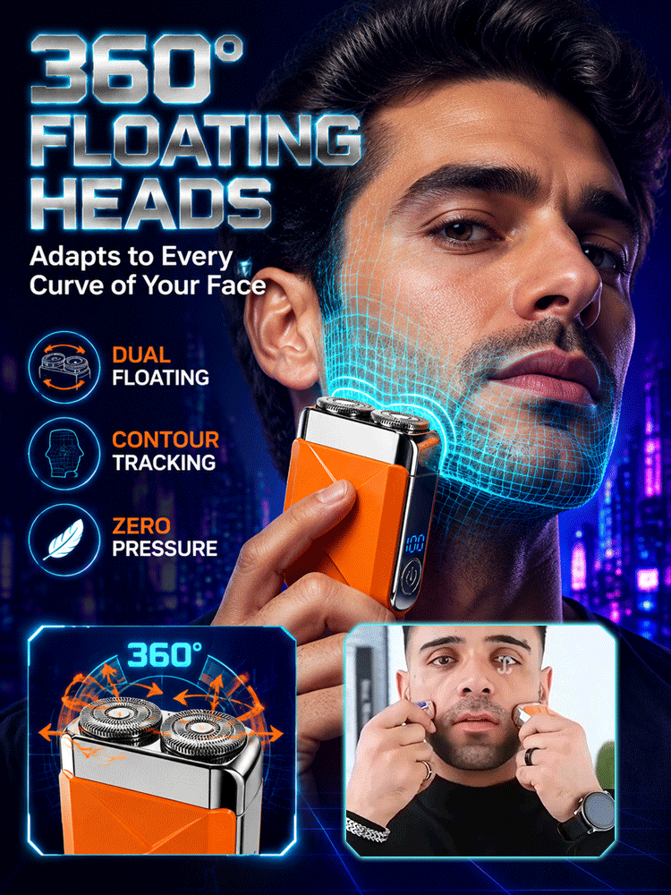 Newly upgraded dual-head electric shaver，A quick shave, hair removal, or haircut in just 1 second, leaving your hair smooth and clean!