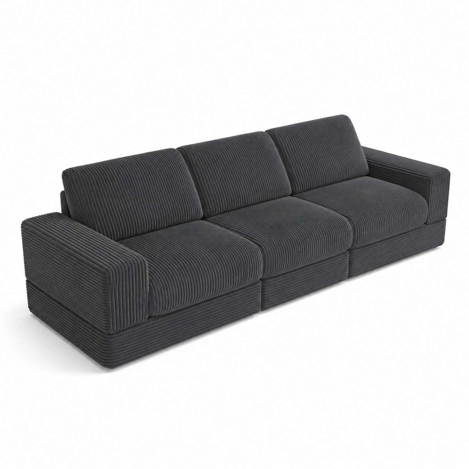 Trzyosobowa Sofa Sztruksowa Antracytowa