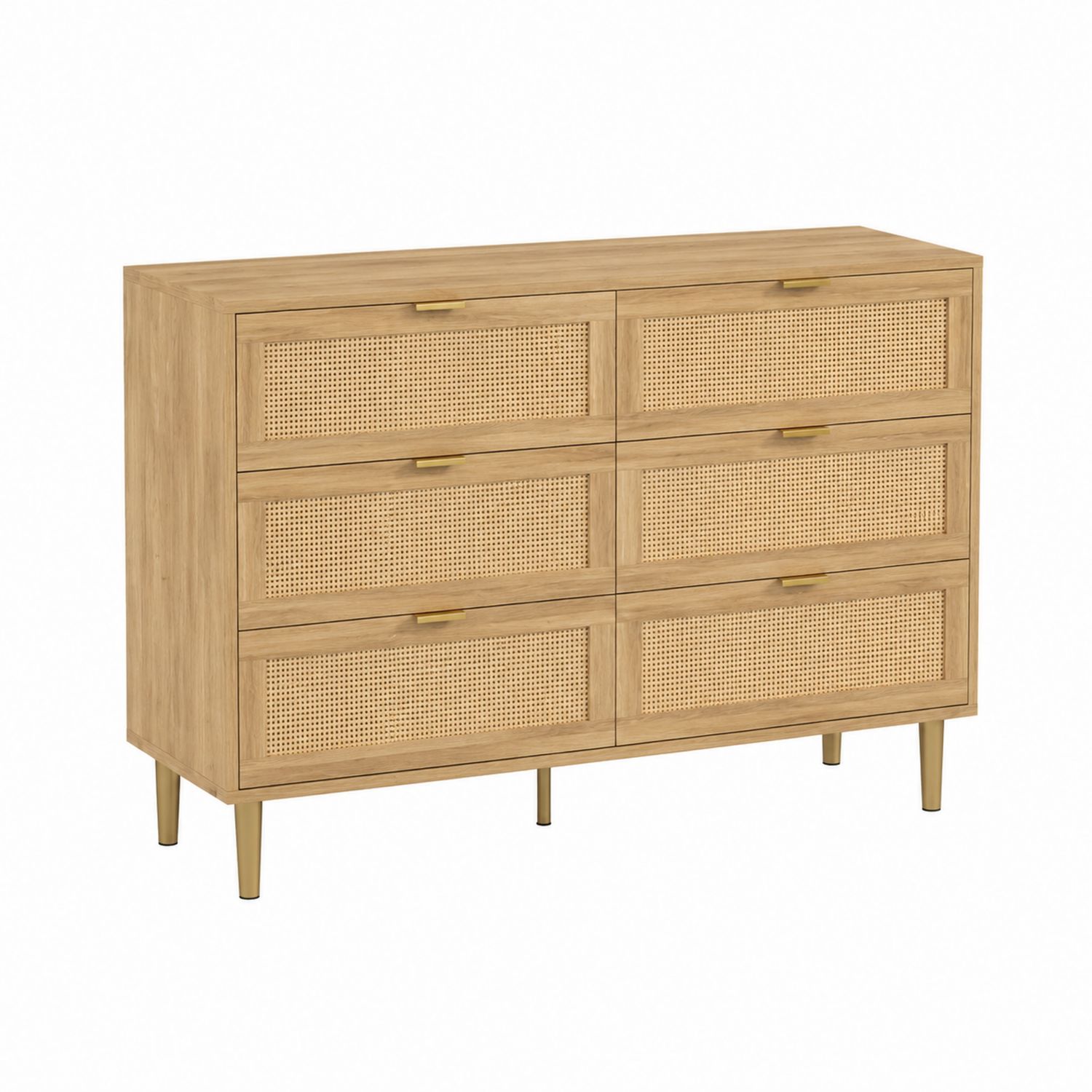 Komoda drewniana z rattanowymi frontami 120x40x80 cm