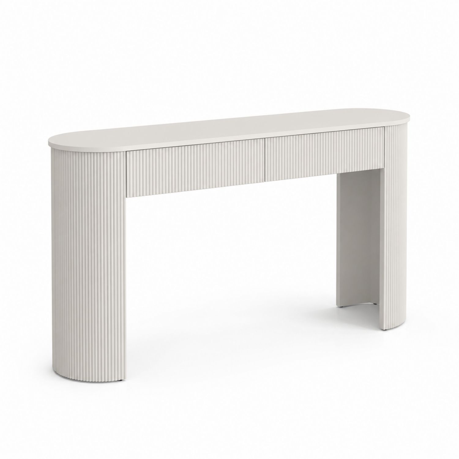 Biały Owalny Stolik Konsolowy MDF 120x35x75 cm