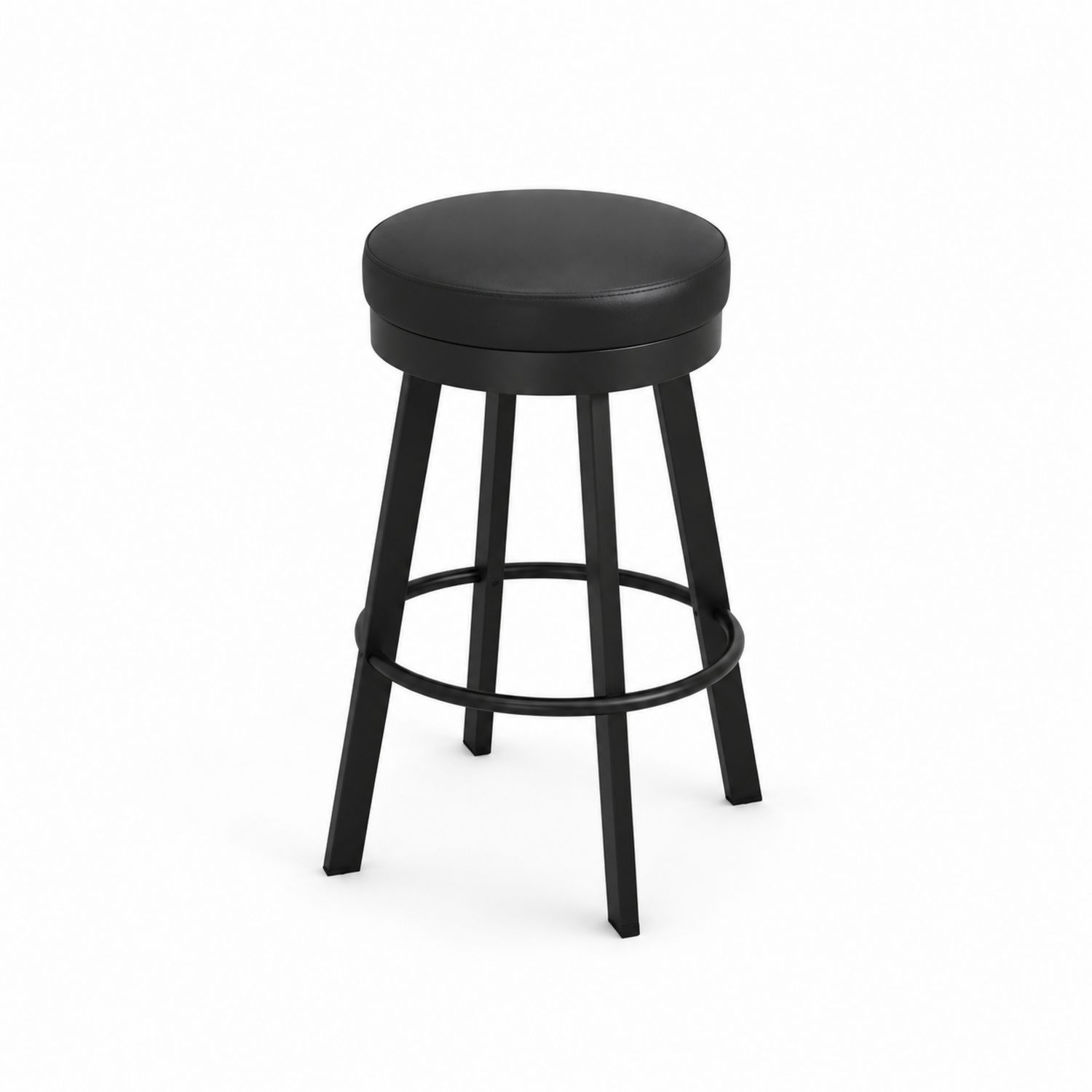 Stołek barowy ze skóry ekologicznej, metalowy, czarny, 75 cm