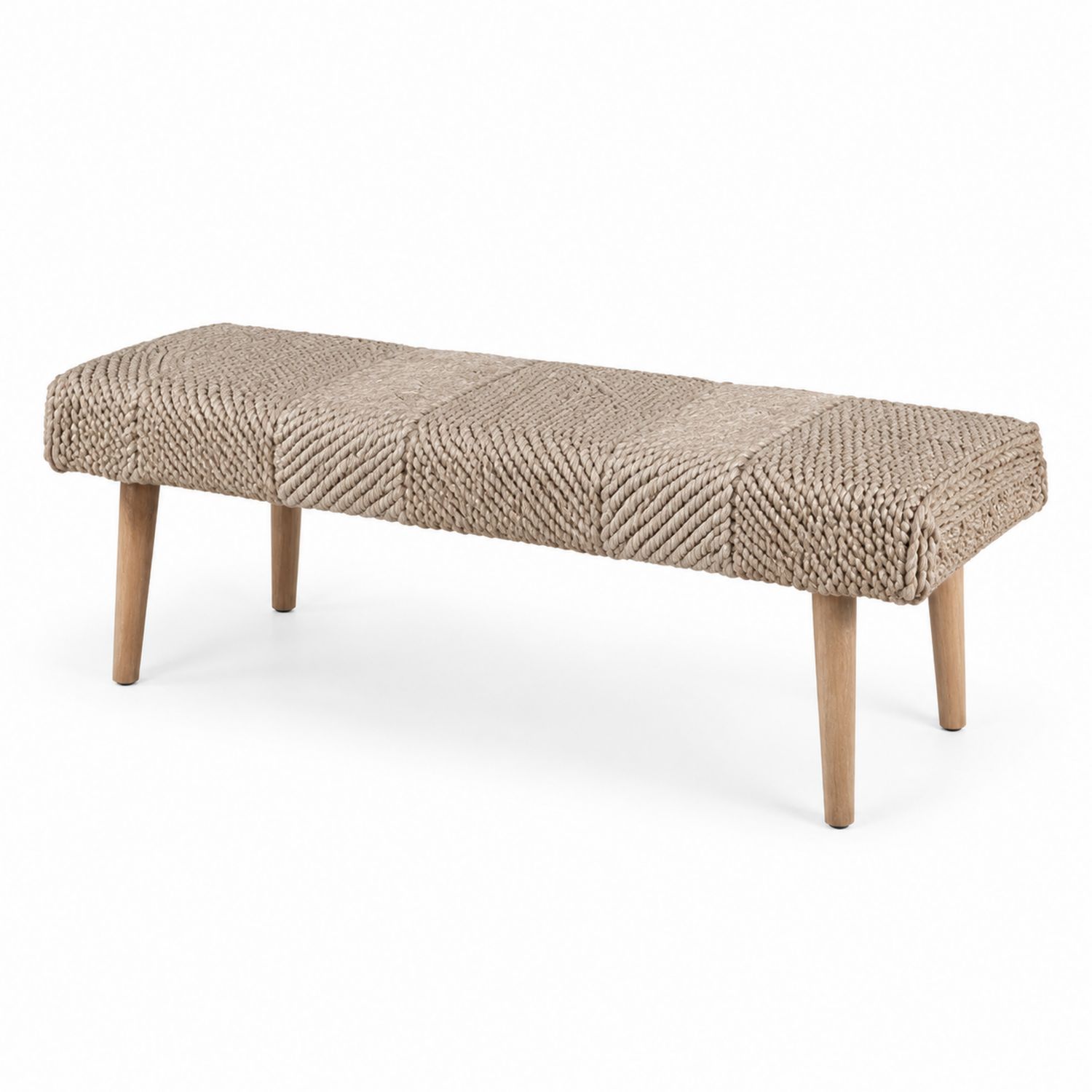 Ławka pleciona z drewnianymi nogami 140cm