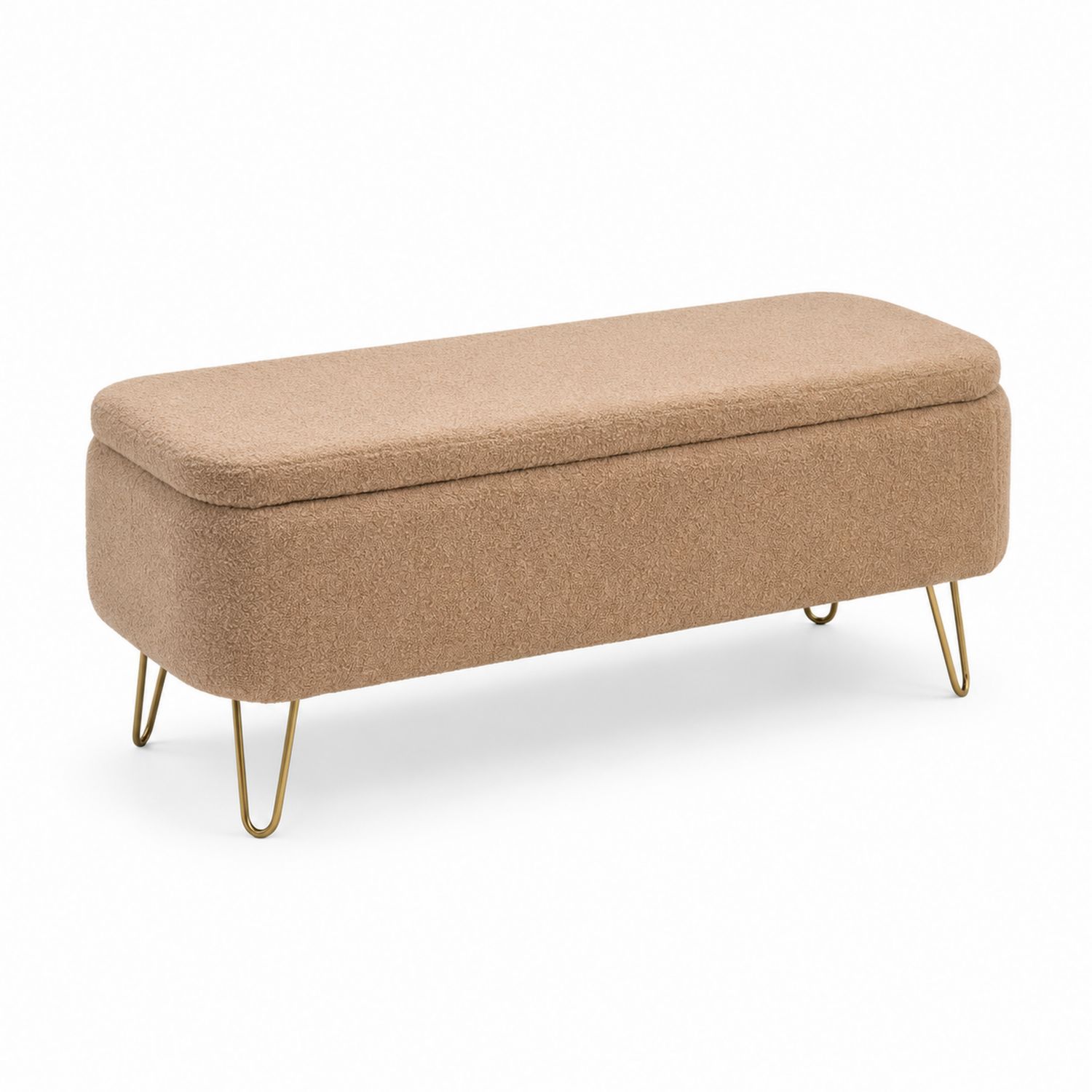 Ławka prostokątna 120x40x45 cm tkanina bouclé beżowy
