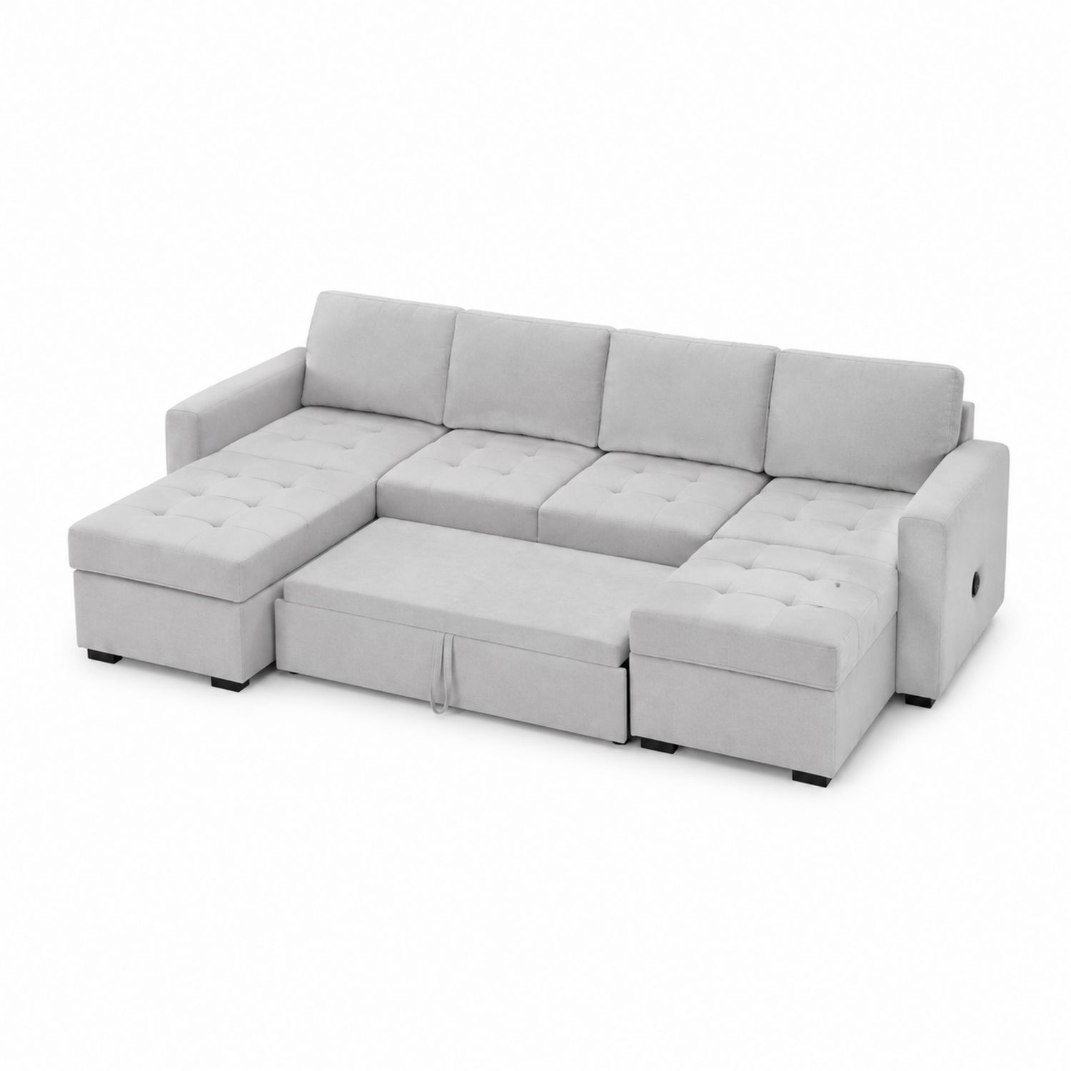 Narożna sofa rozkładana z tkaniny w kolorze Szarym