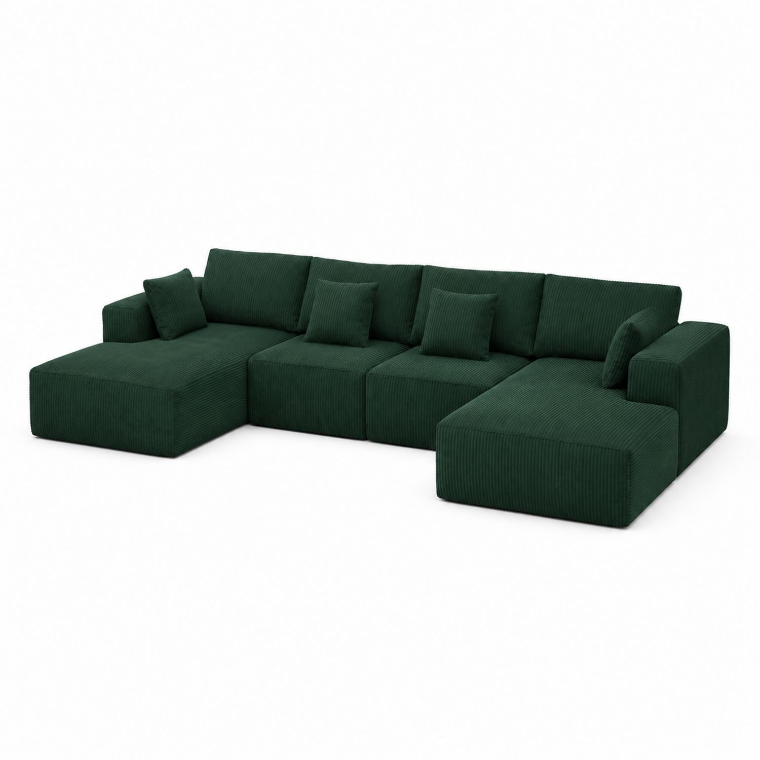 Narożnik modułowy sztruksowy ciemnozielony 300 cm